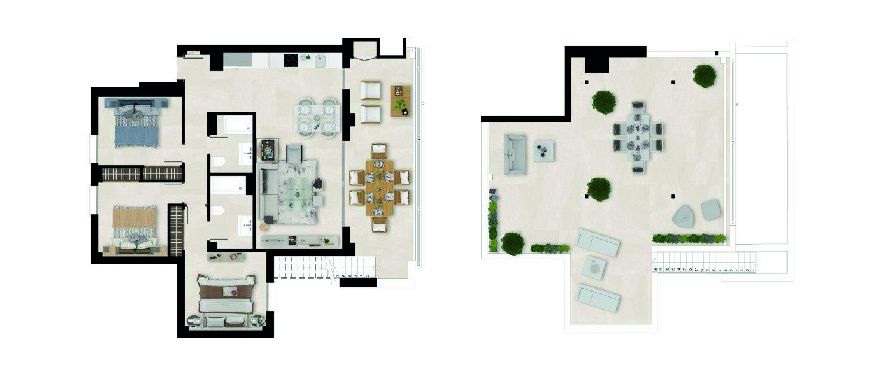 Floor plan of 3-bedroom penthouse in La Cala Golf, Mijas