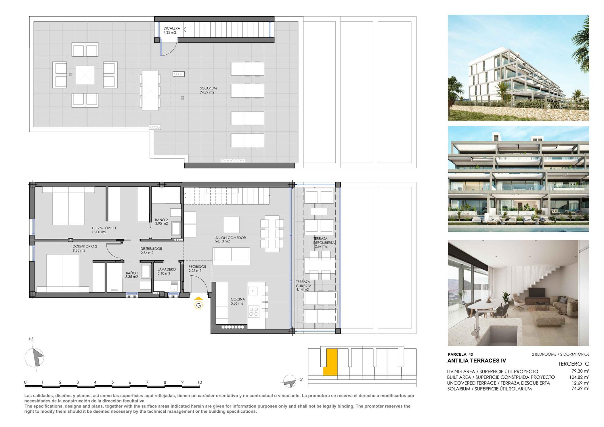 Floor plan of the 2-bedroom penthouse in Islas Menores-Mar de Cristal