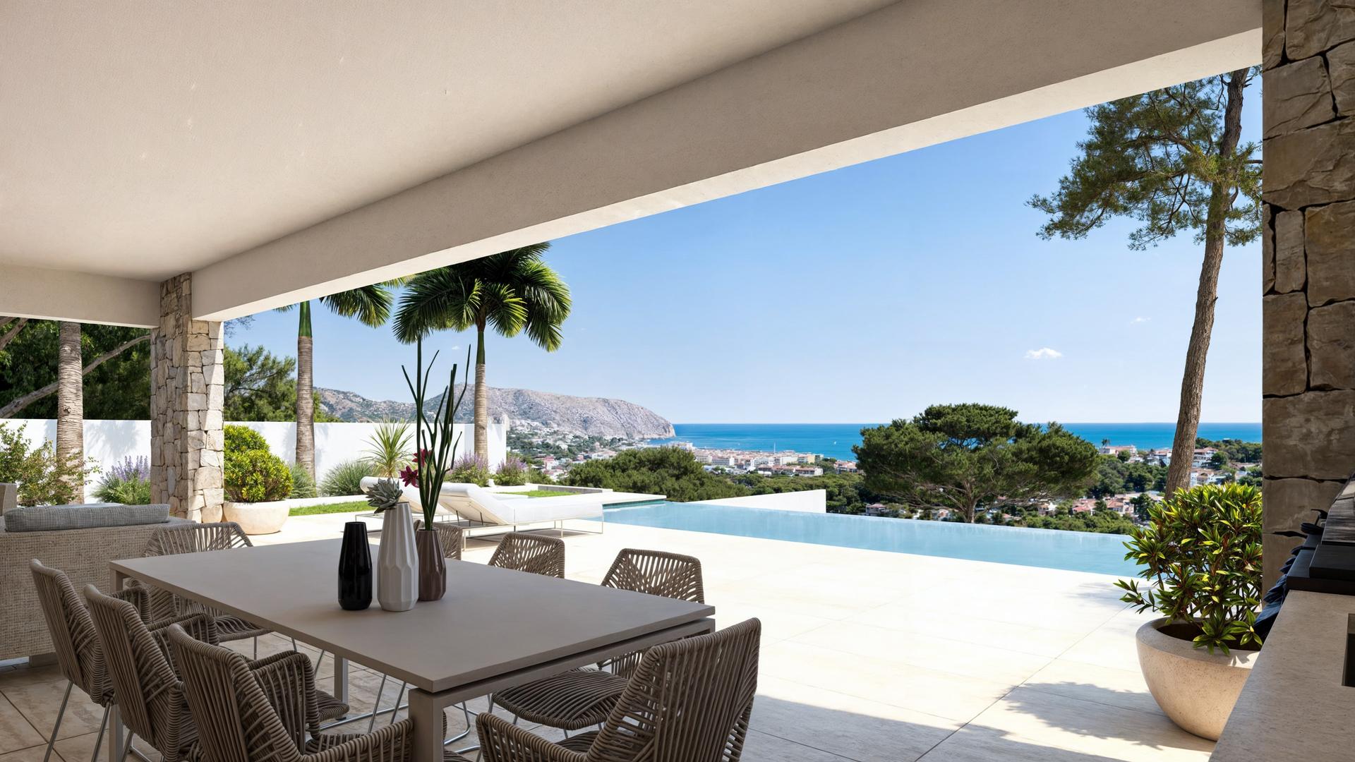 Garden or plot view of new-build villa, Pinar de Advocat-Cometa, Moraira