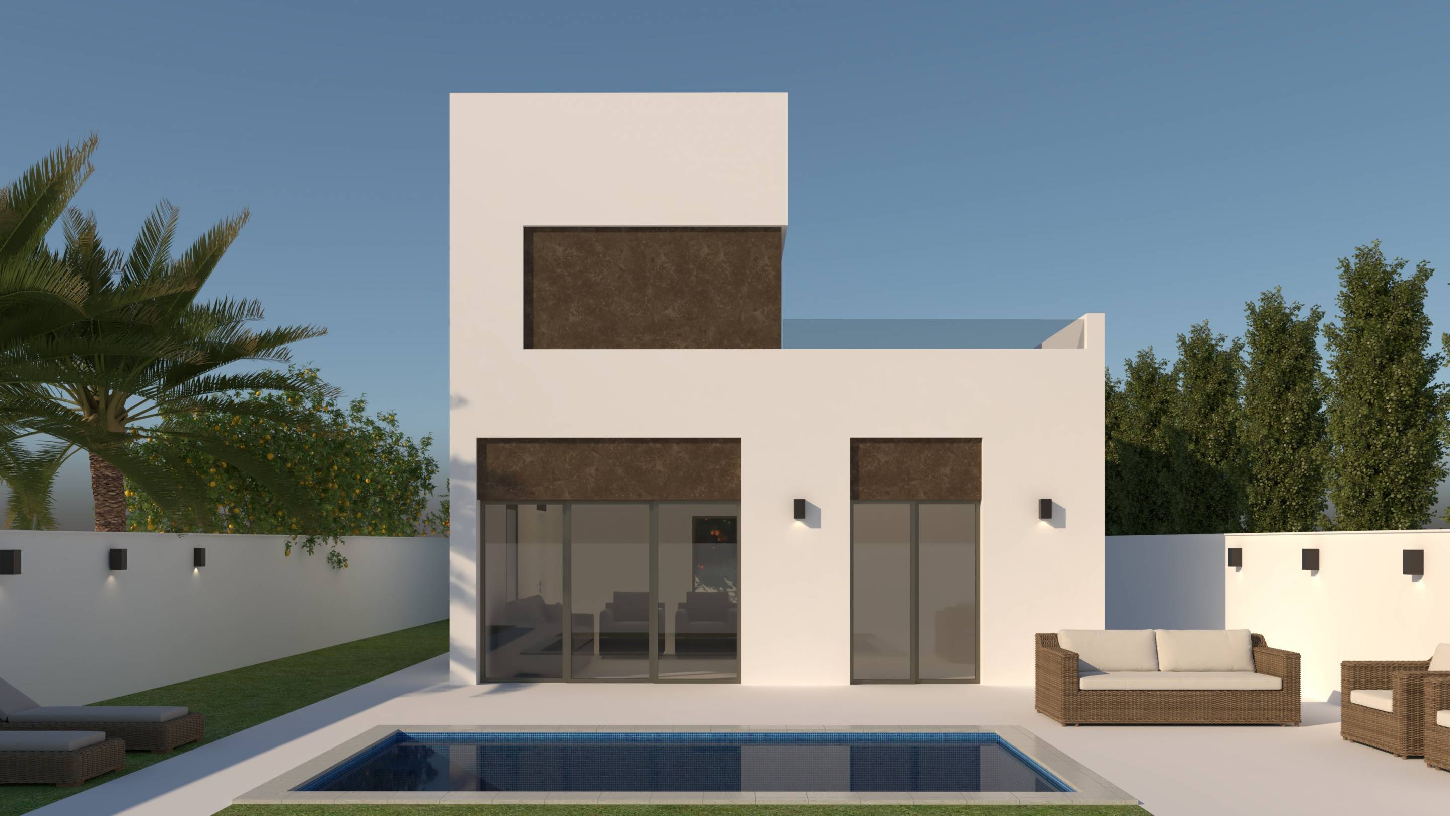 New-build villa for sale in Ciudad Quesada, Rojales - exterior view of single-storey property with plot