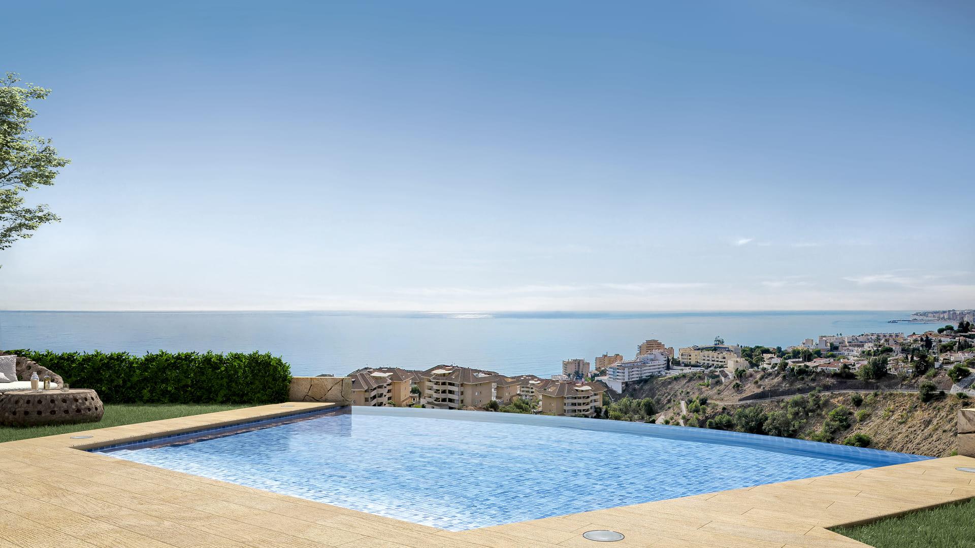 Garden and landscaping in new-build villa development, El Higuerón