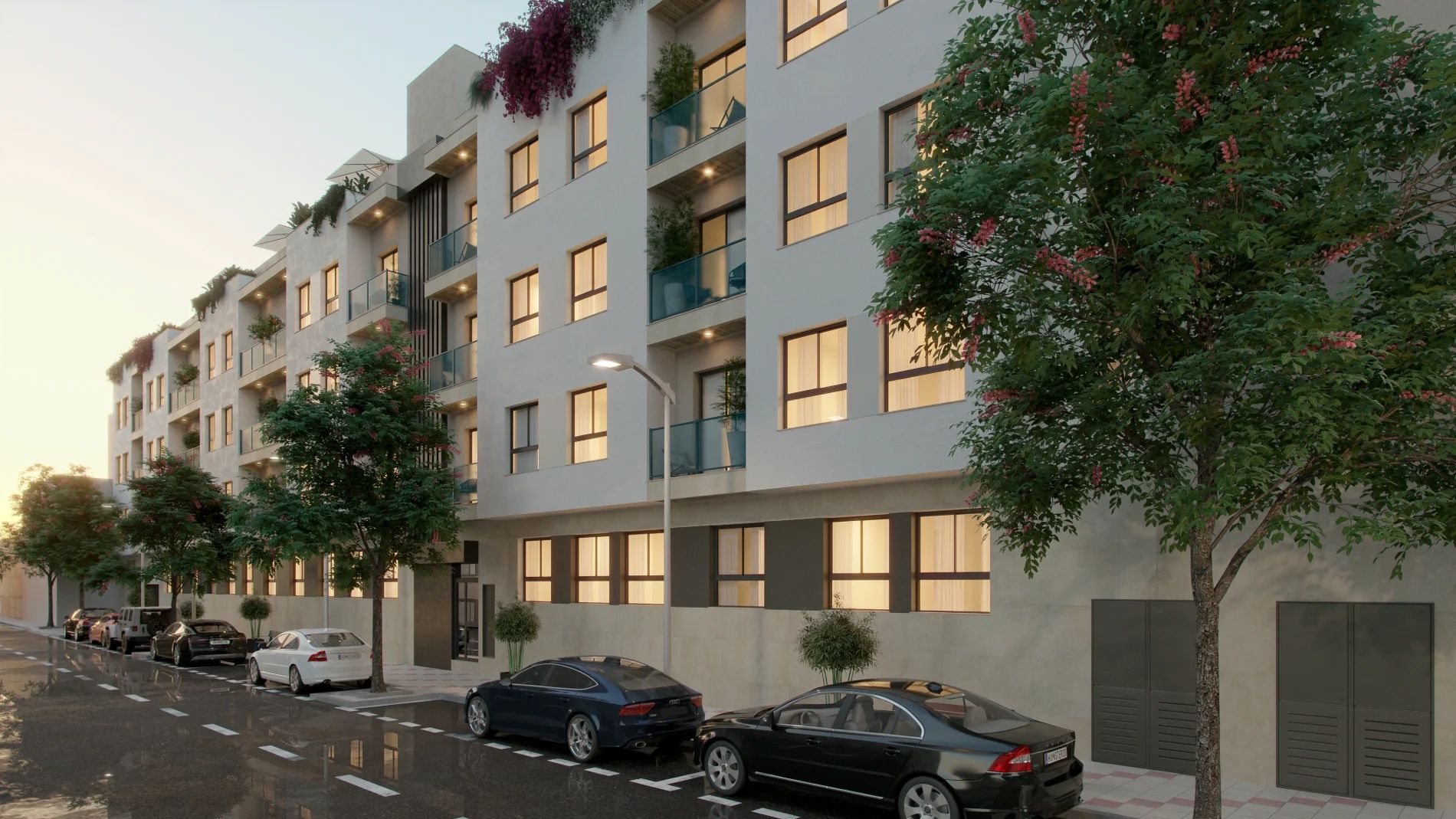 Building facade of new-build apartment development, La Princesa-Huelin, Málaga