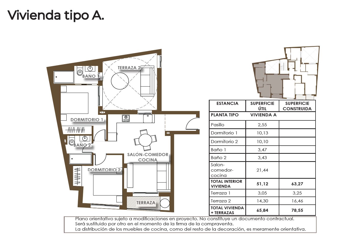 Floor plan showing the layout of the 2-bedroom apartment