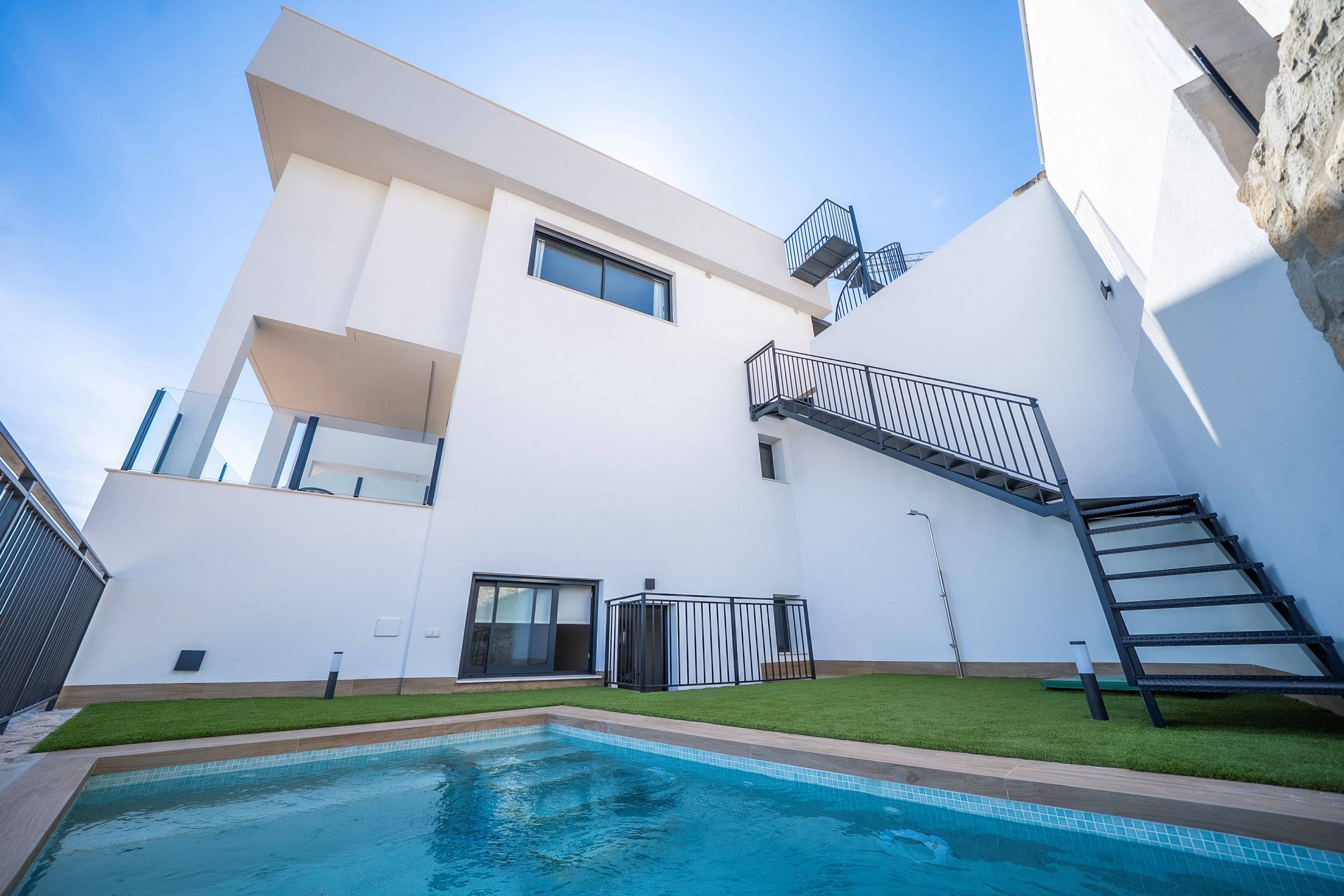 Street-level view of new-build townhouse development, Algorfa