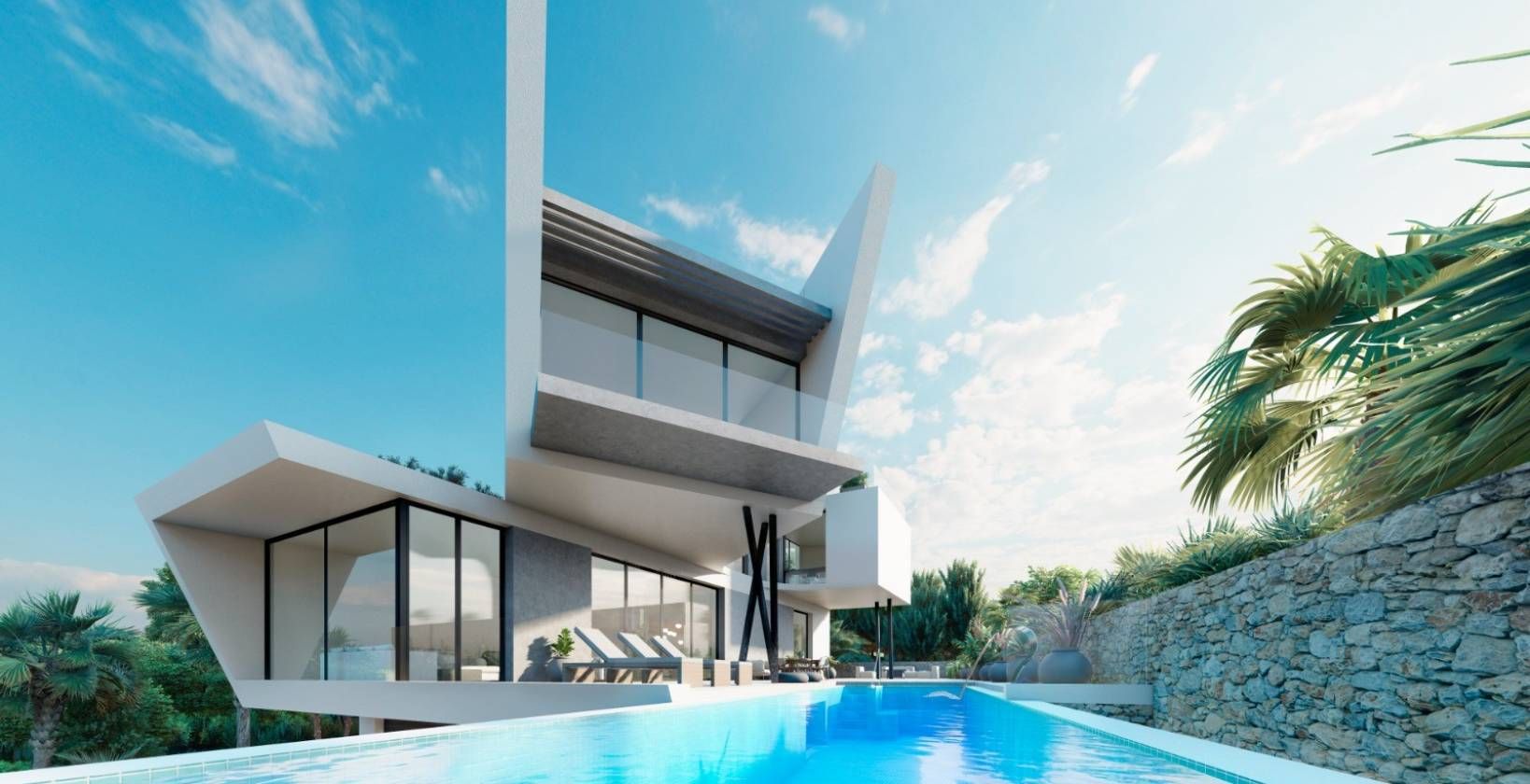 Exterior rear aspect of 4-bedroom villa, Campoamor
