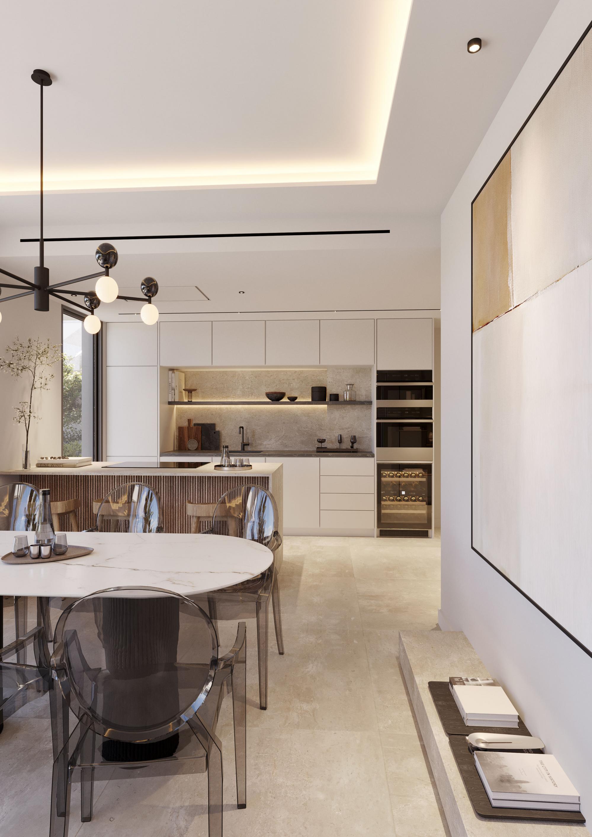 Kitchen cabinetry detail in 1-bedroom apartment, Arroyo Enmedio
