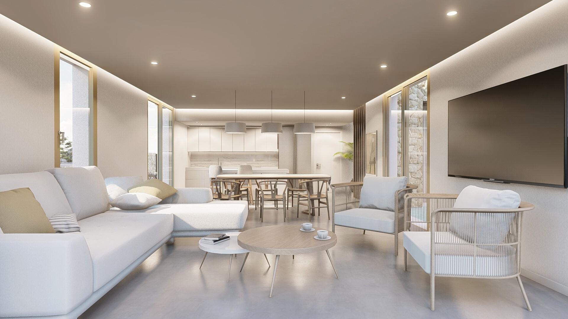 Solarium with open views, new-build villa, Algorfa, Alicante