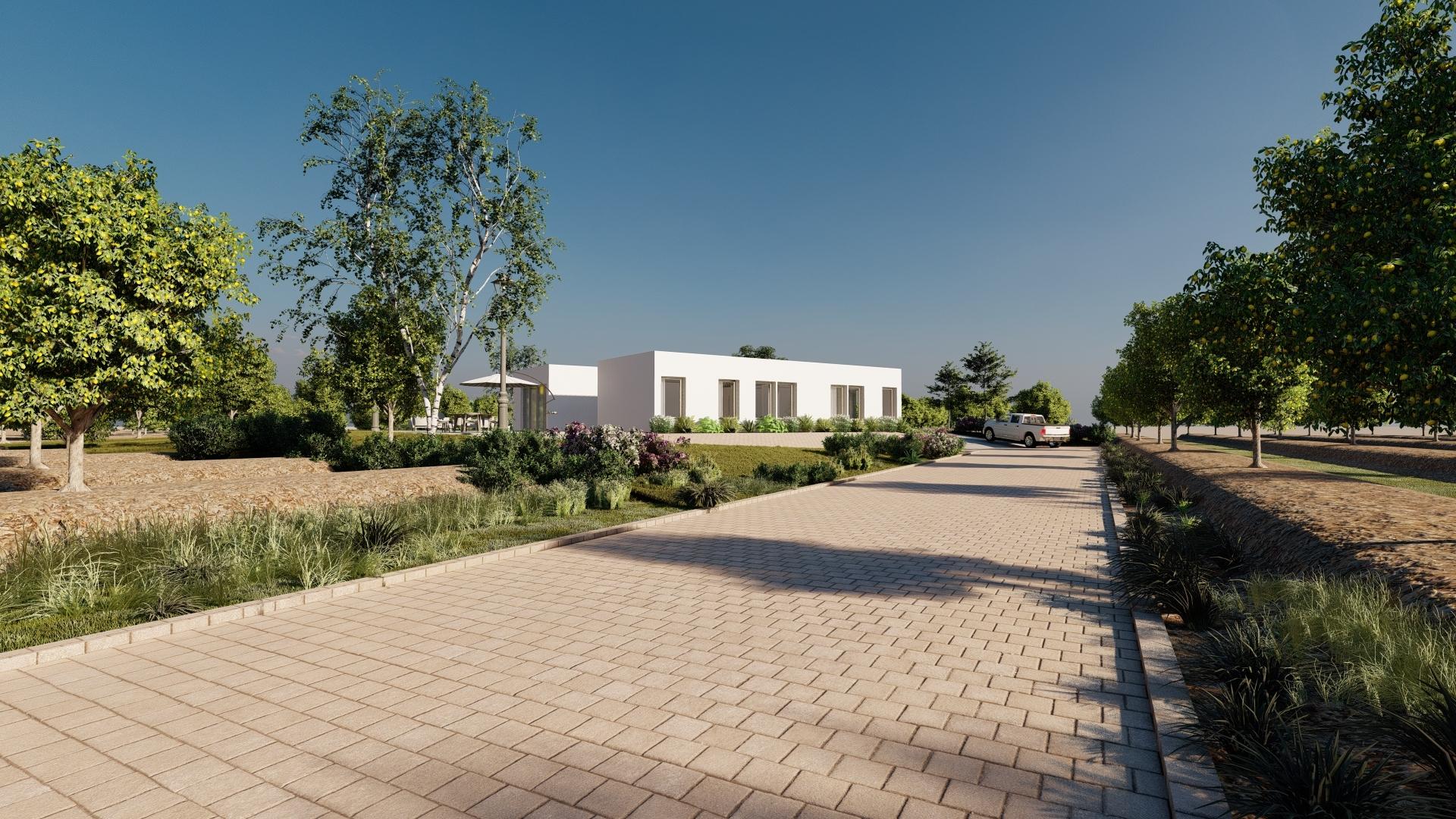 Outdoor seating area on terrace of villa in Algorfa