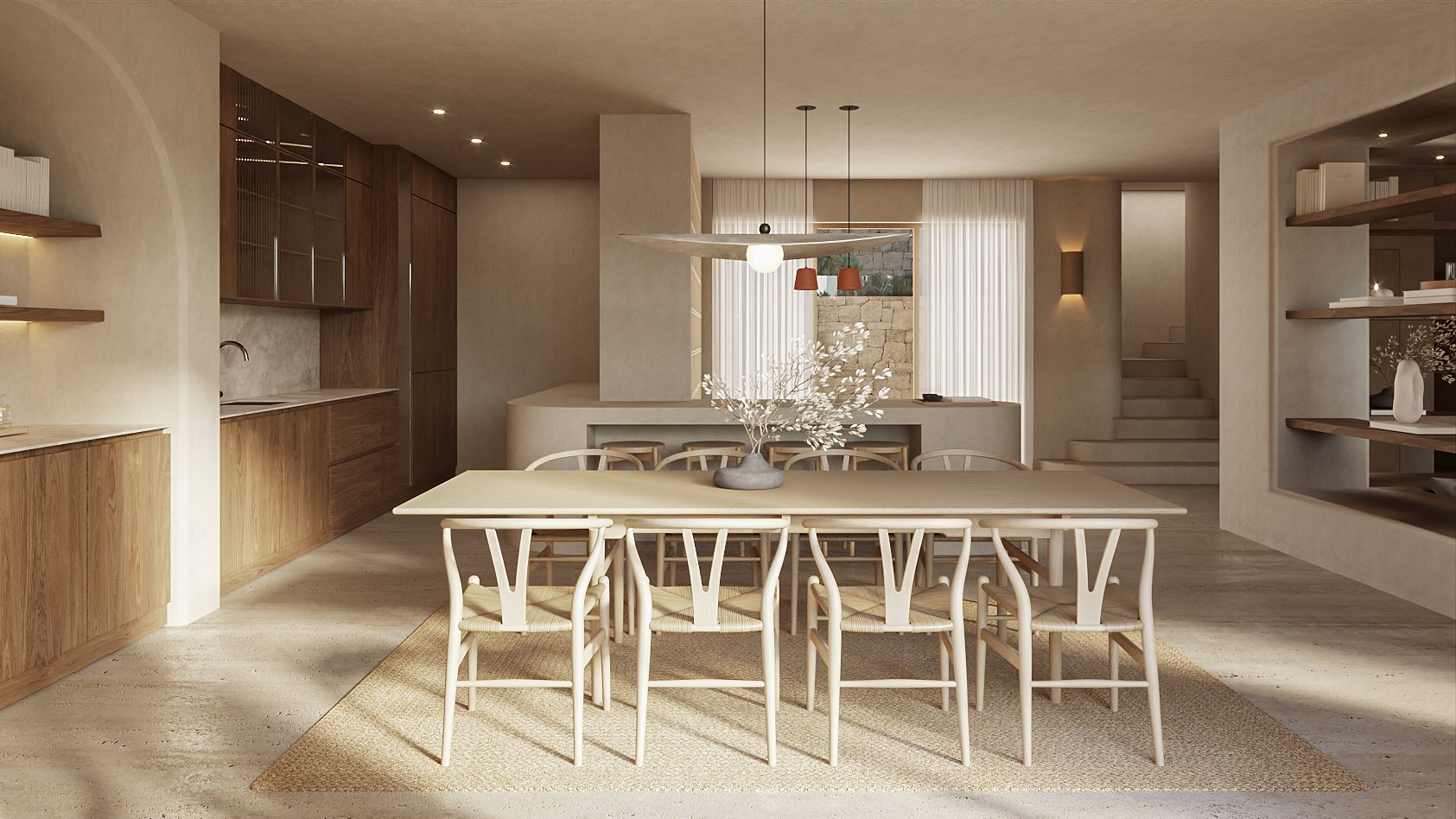 Corridor and internal circulation, new-build villa in Altea Hills