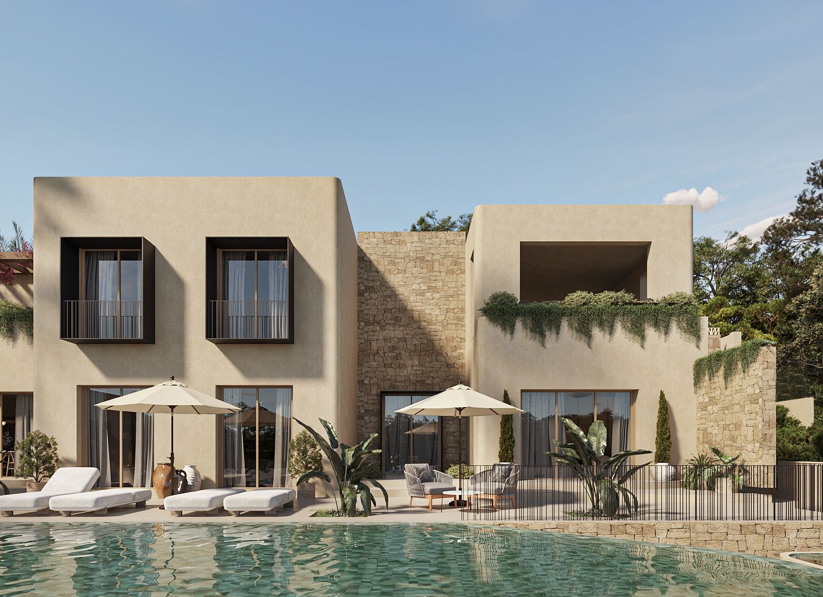Roof level or upper terrace area of new-build villa, Altea Hills
