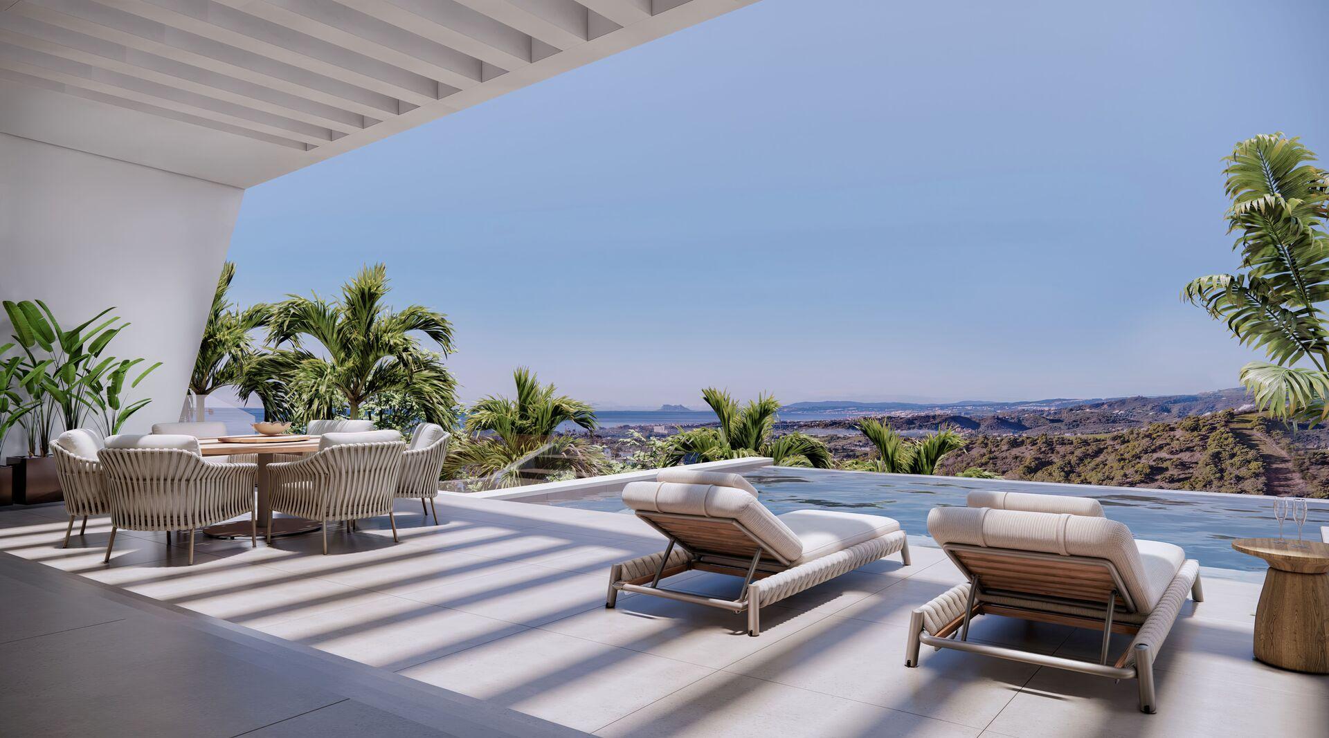 Terrace and outdoor entertaining space, new-build villa, Parque Central
