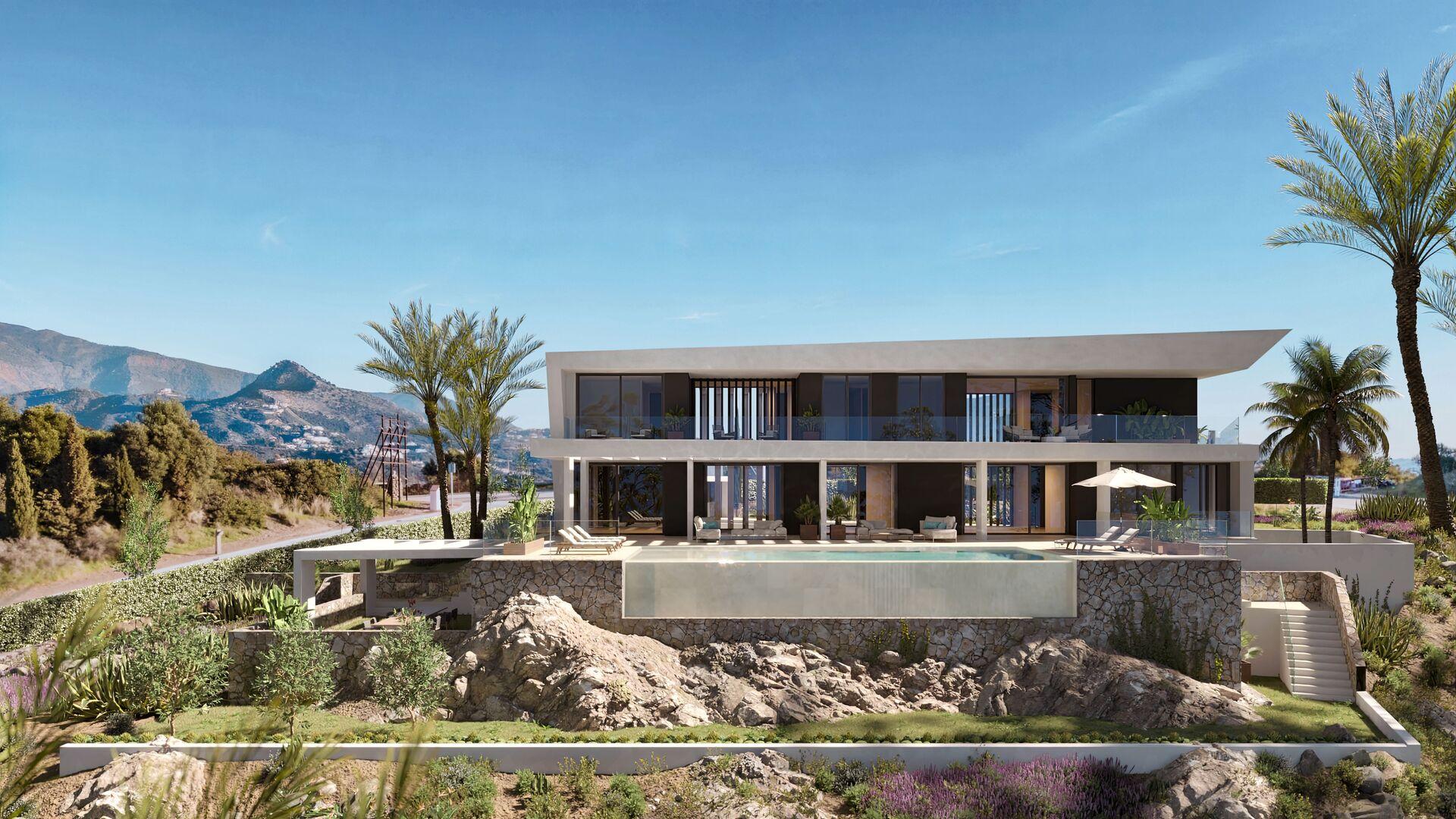 Front elevation of 5-bedroom villa in Parque Central, Estepona