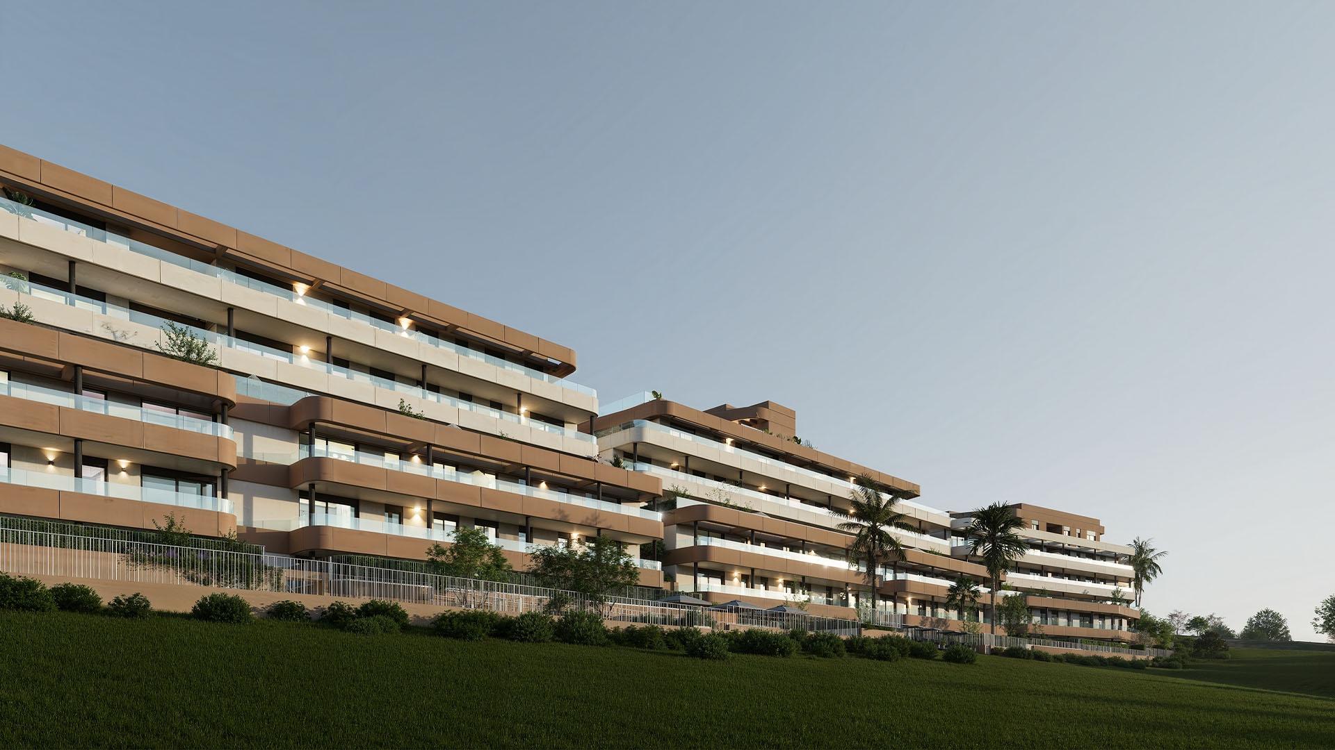 New-build apartment for sale in Estepona Golf, Estepona - exterior view of five-storey development
