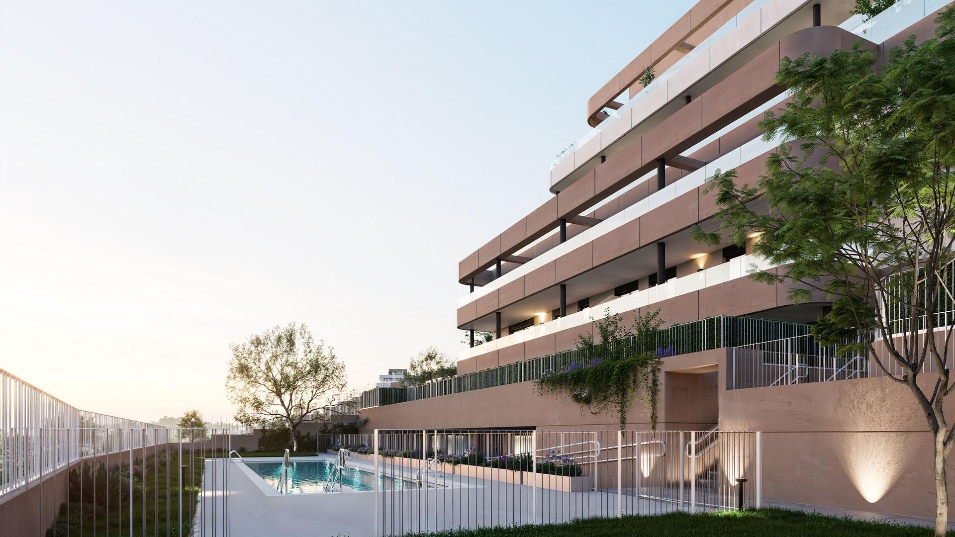 Living area in 1-bedroom new-build apartment, Estepona Golf, Estepona