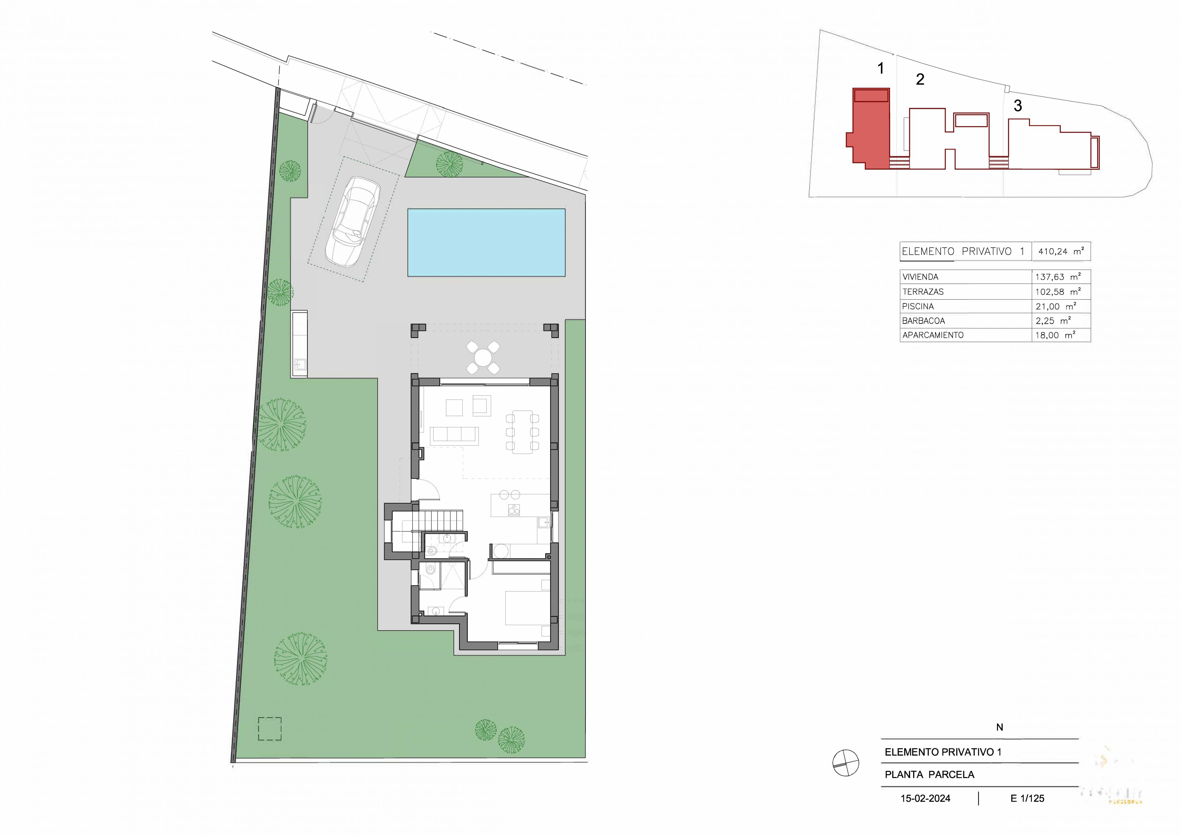 Garden area of new-build villa on 410m2 plot, Los Dolses