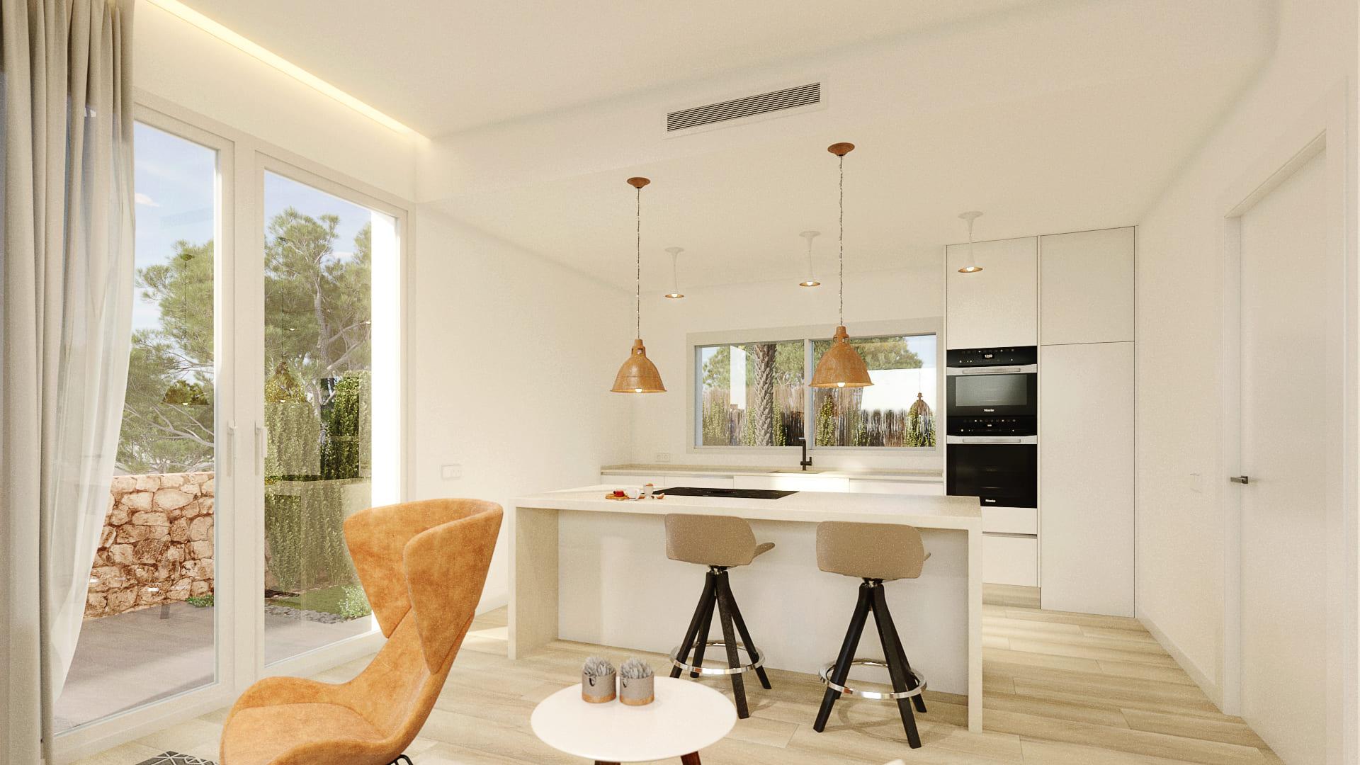 Kitchen in 3-bedroom new-build villa, Los Dolses, Orihuela Costa