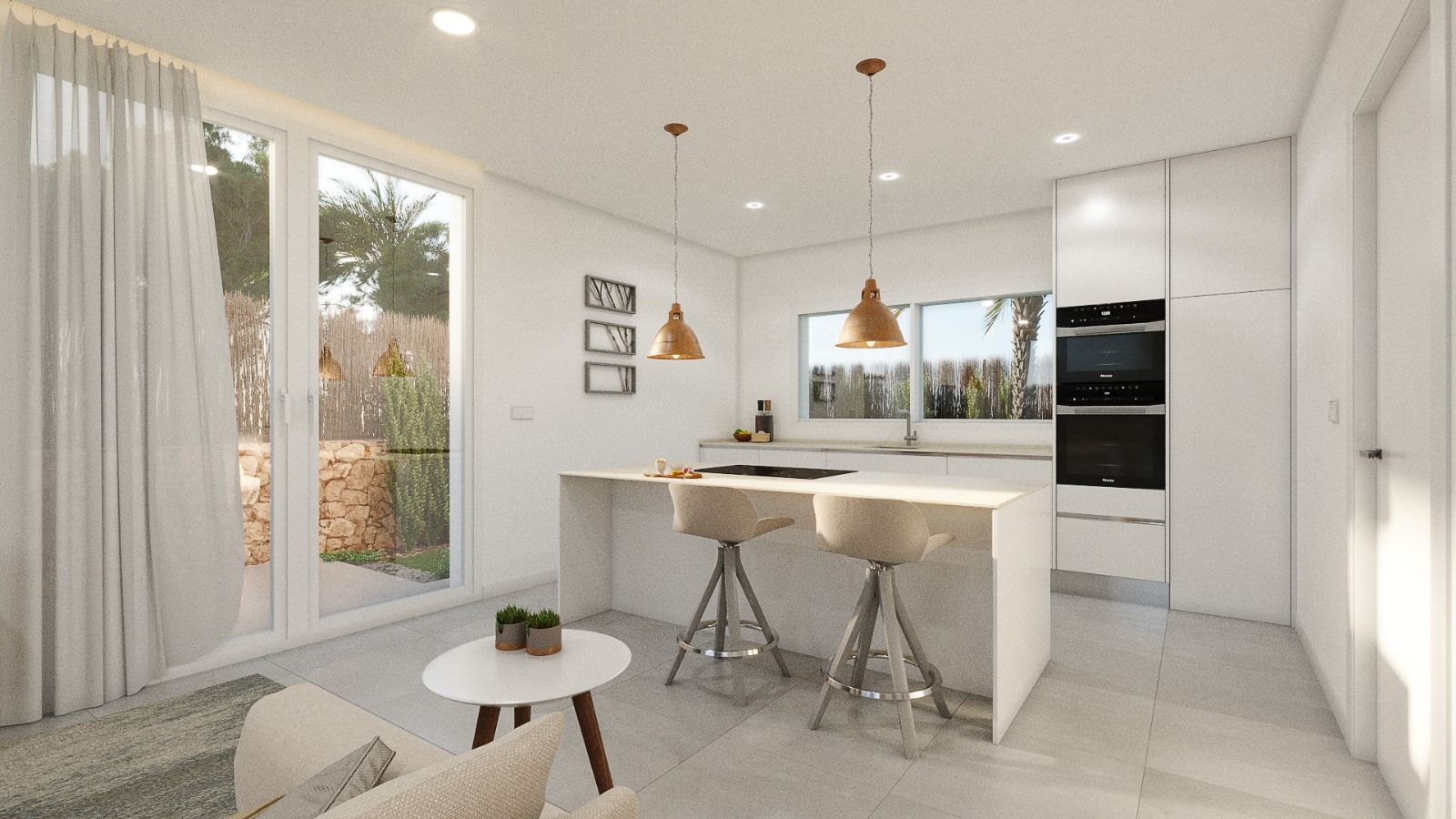 Kitchen worktop and cabinetry in new-build villa, Los Dolses