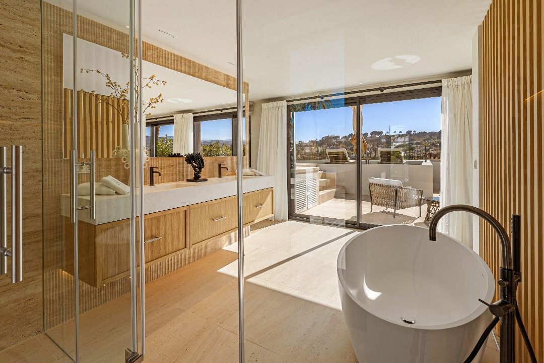 View from upper terrace of new-build villa, Aloha
