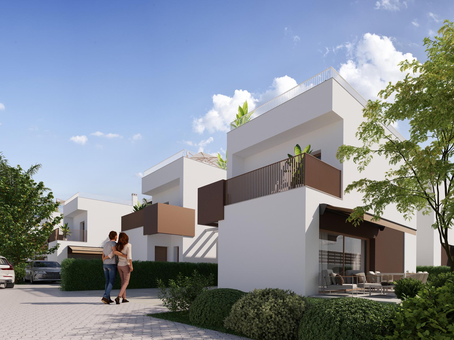 Rear terrace and outdoor space of villa on 243m2 plot, El Pinet