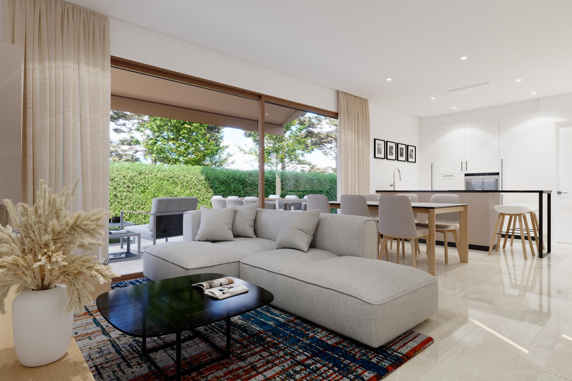 Open-plan kitchen and dining area in 3-bedroom villa, El Pinet