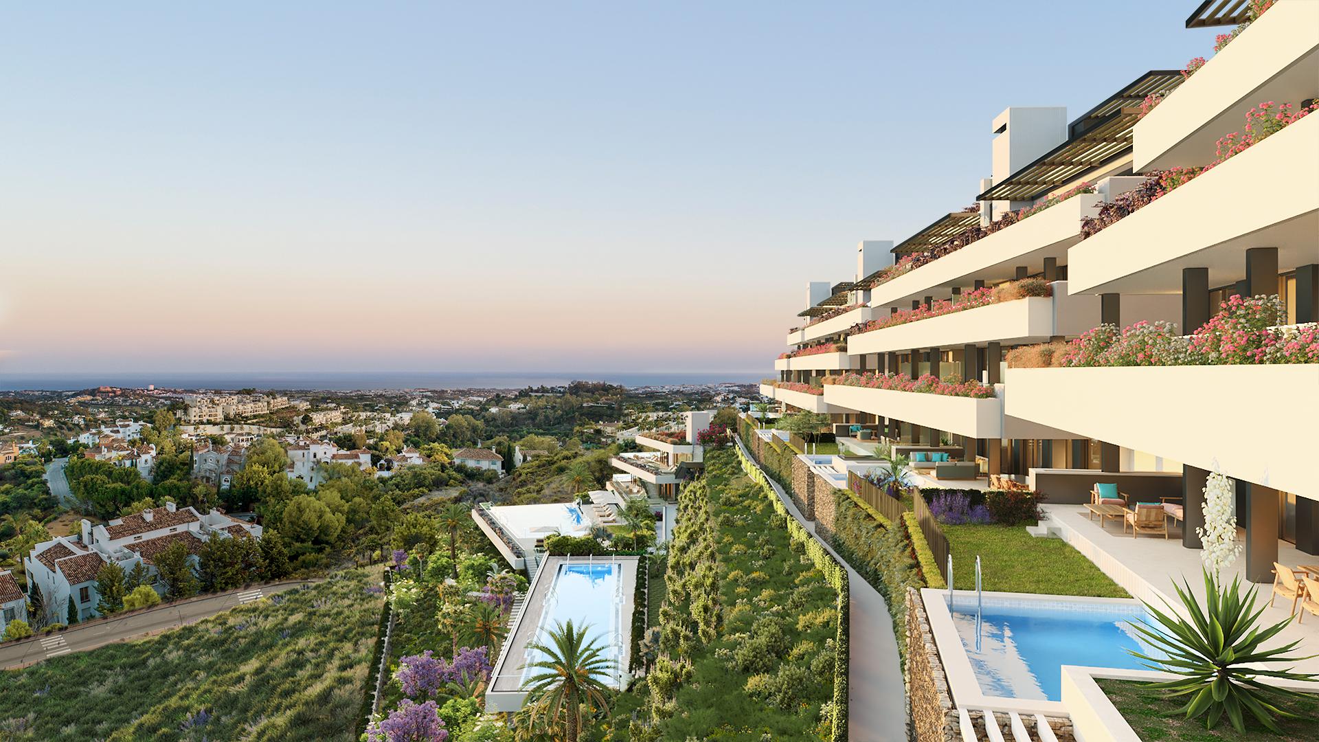 Penthouse for sale in La Quinta, Benahavis - exterior view of new-build residential development