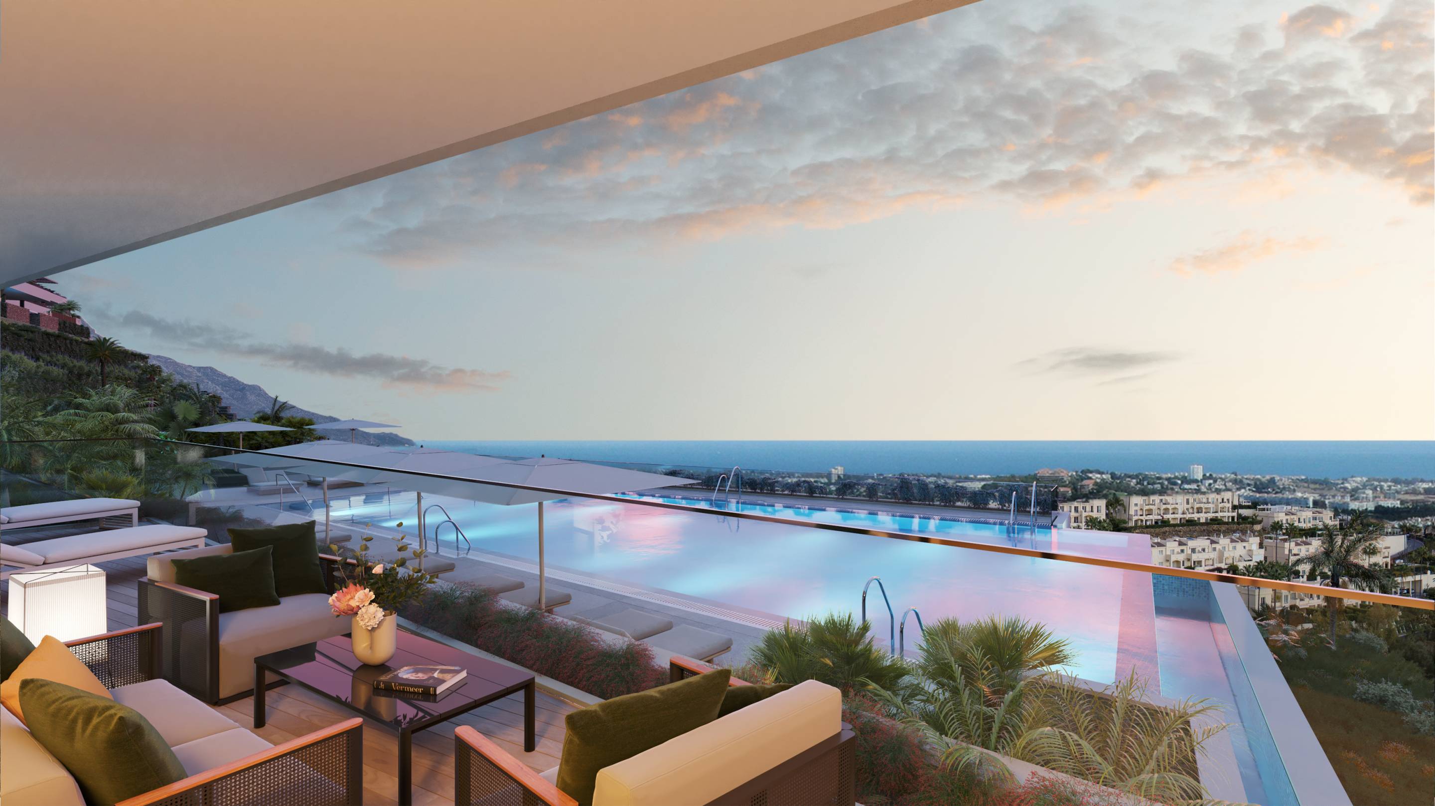 Lift lobby and entrance hall in penthouse building, La Quinta, Benahavis