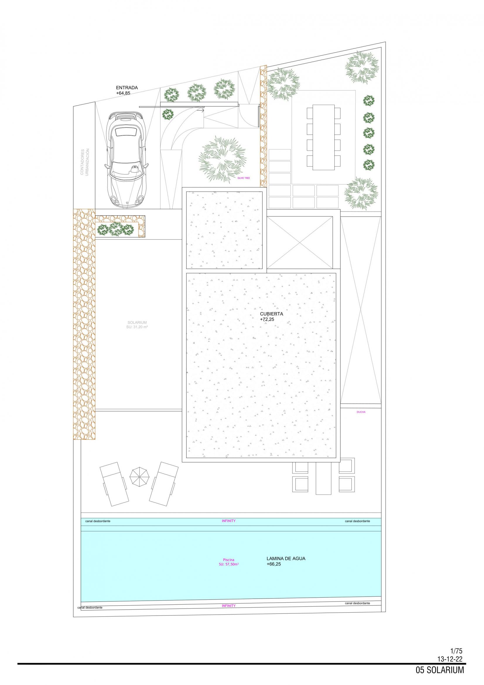 Full site and orientation plan for villa in Campo de Golf La Marquesa, Ciudad Quesada