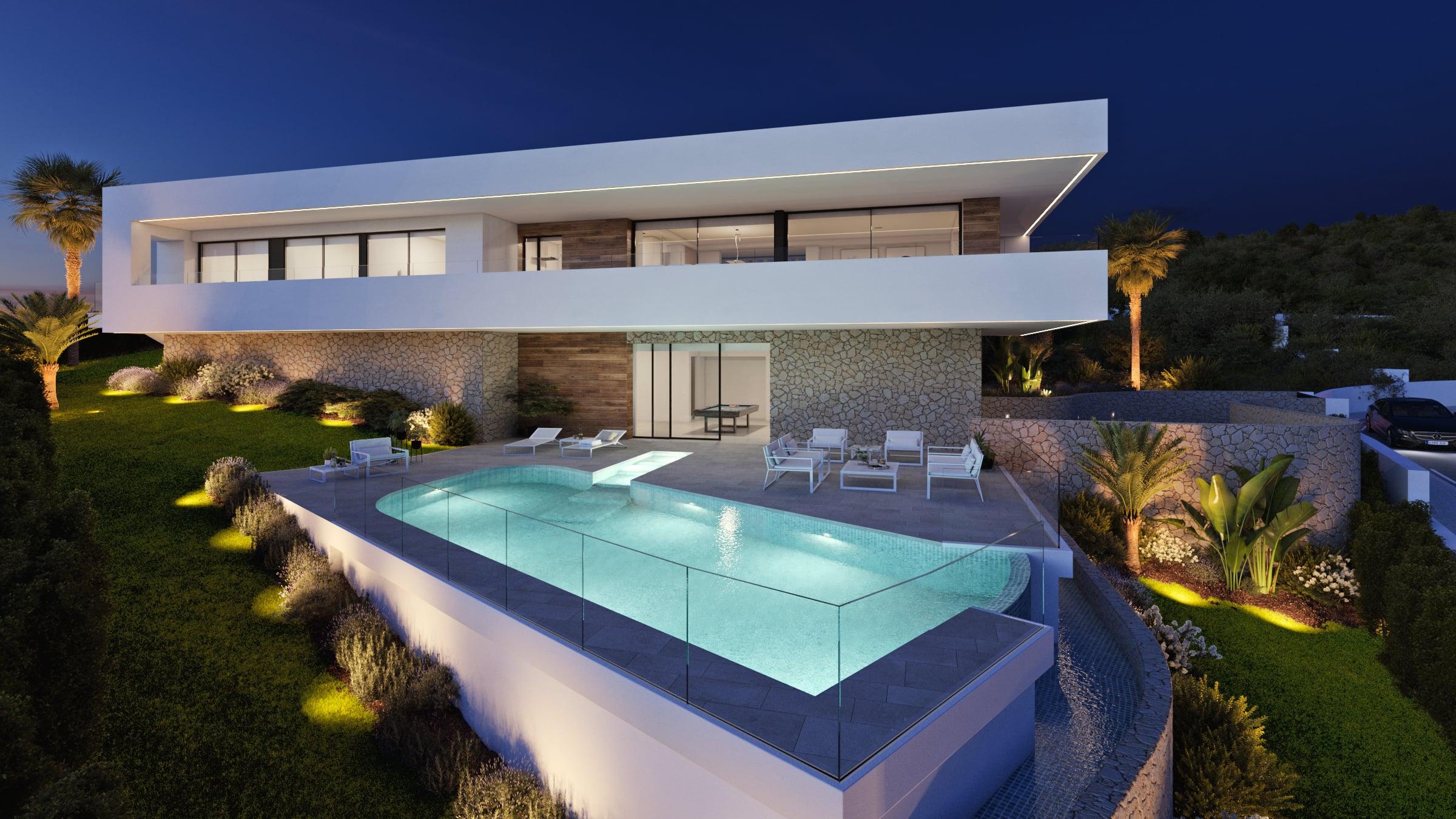 Villa for sale in Benitachell, Alicante - exterior view of new-build villa on 963 m2 plot