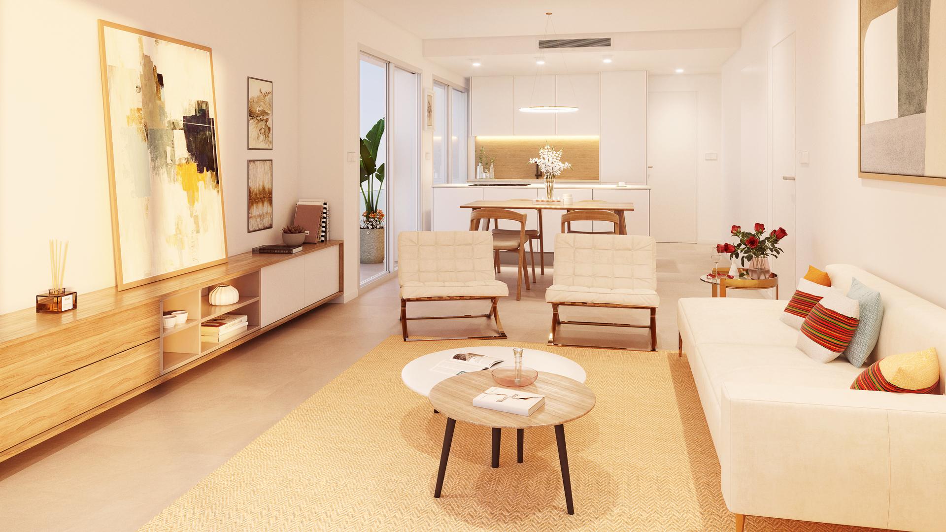Floor plan of the 2-bedroom penthouse in Zona Pueblo