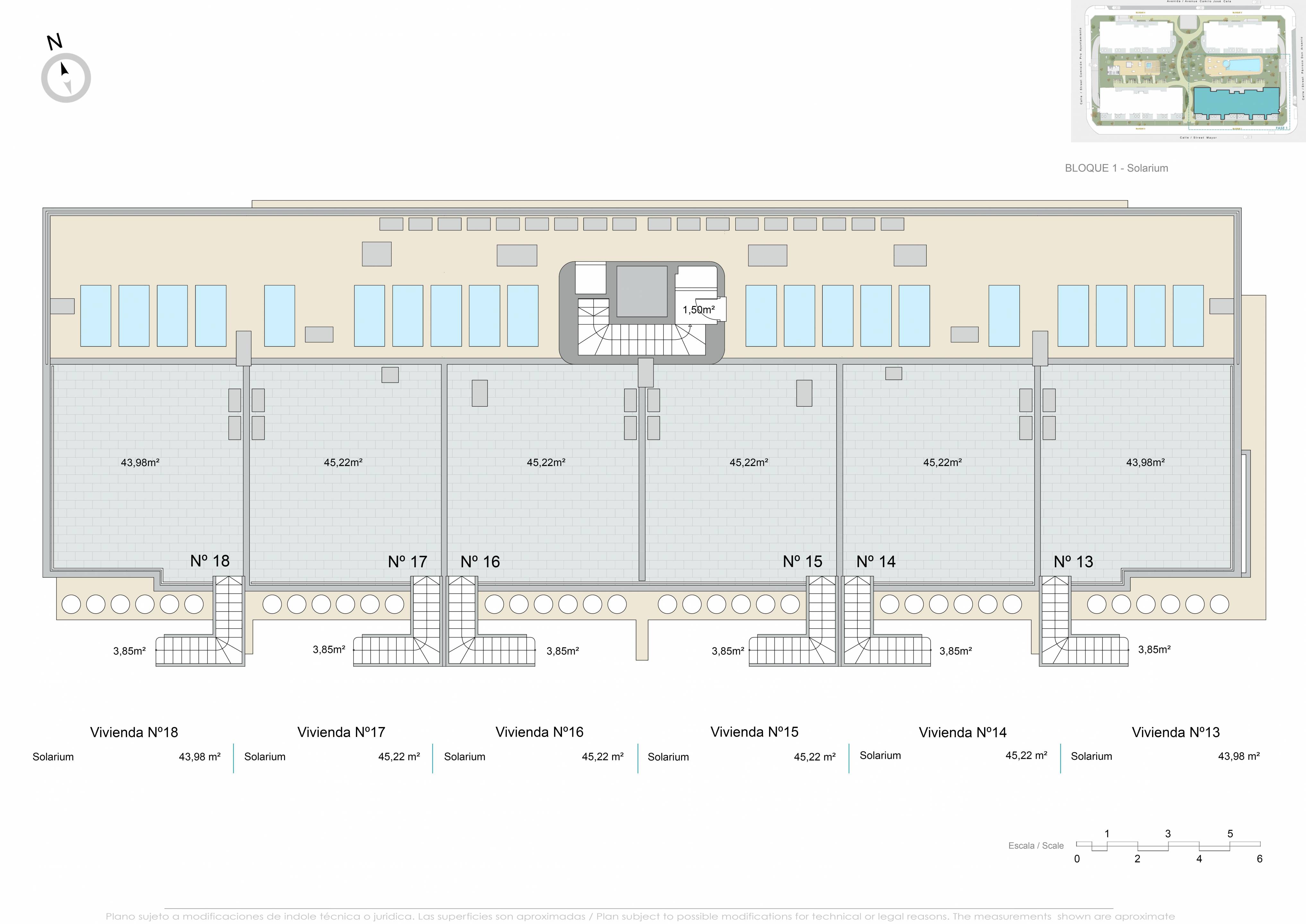Floor plan of the 2-bedroom penthouse in Zona Pueblo (view 8)