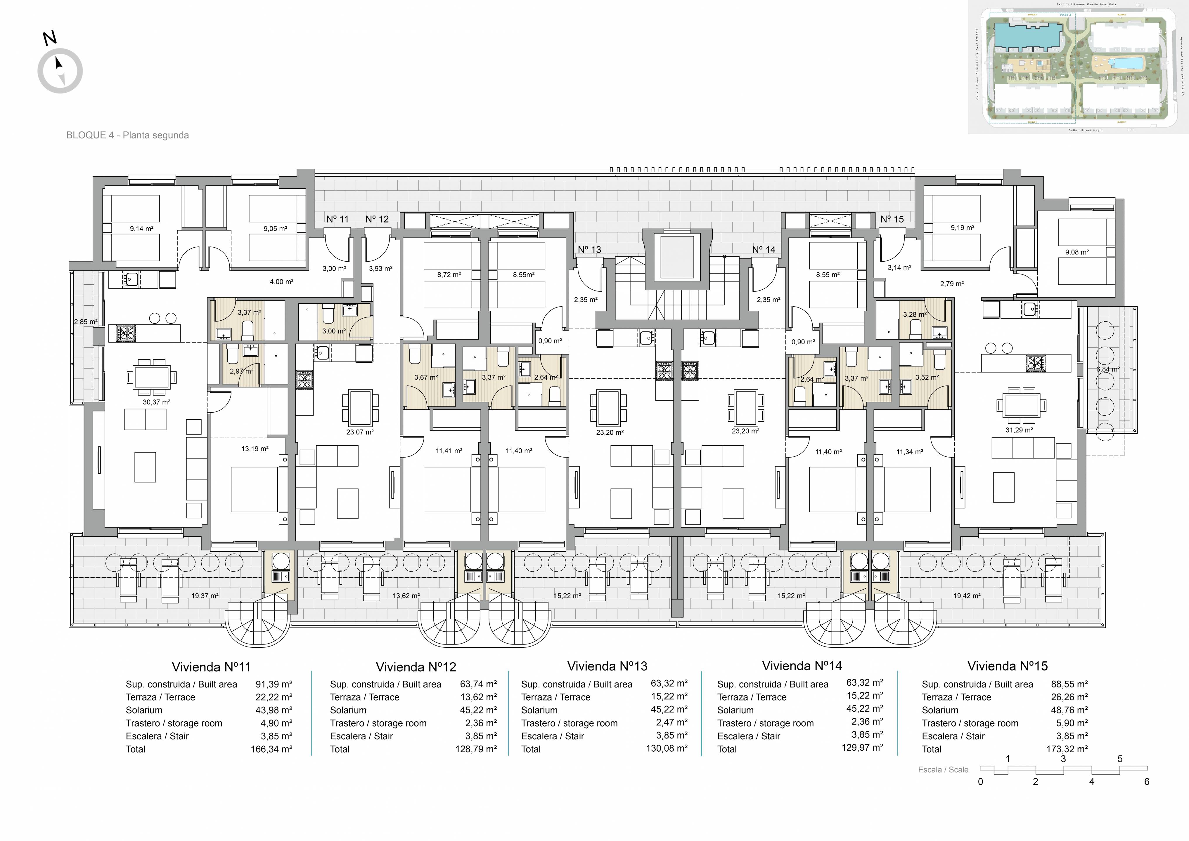 Floor plan of the 2-bedroom penthouse in Zona Pueblo (view 7)
