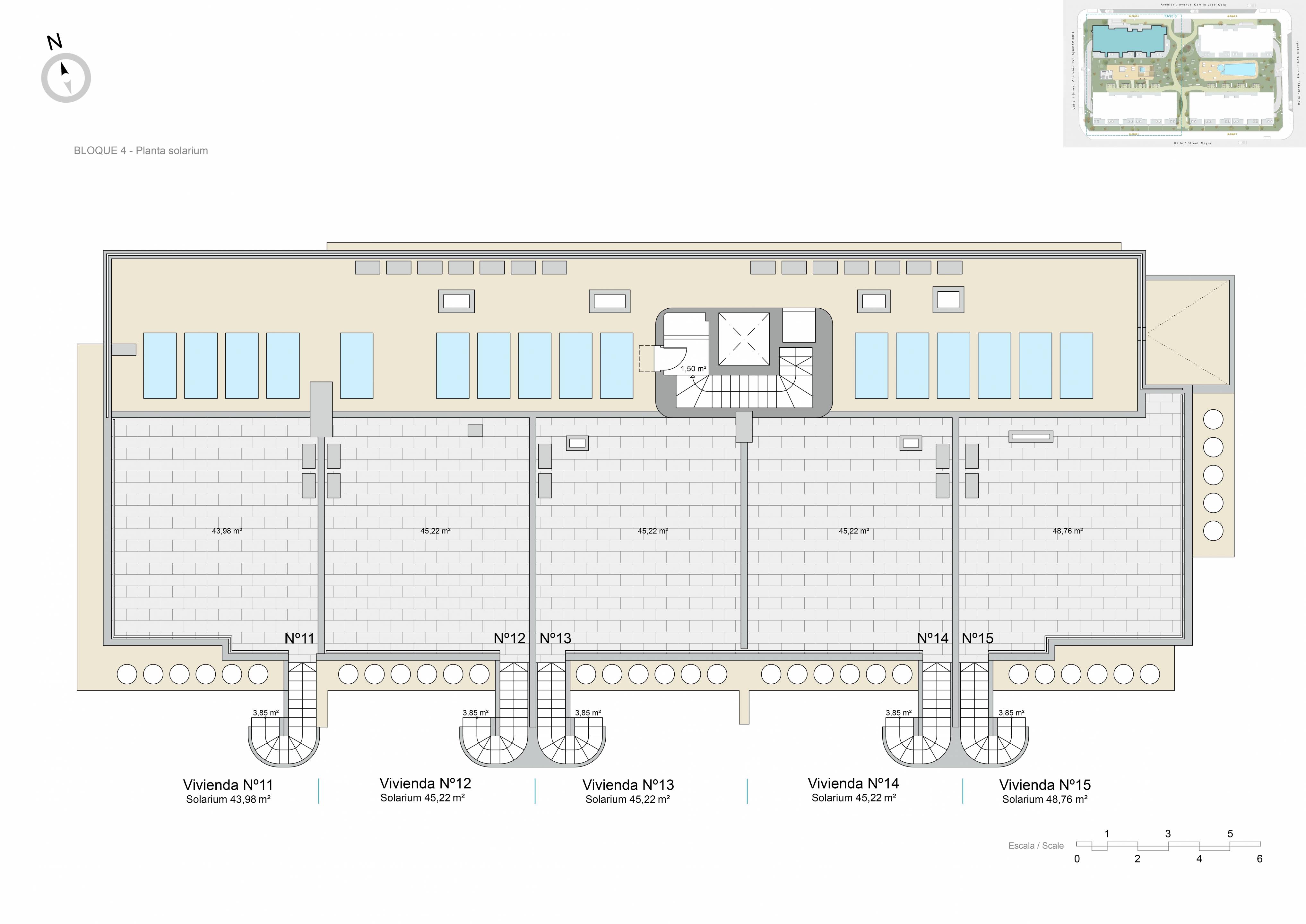 Floor plan of the 2-bedroom penthouse in Zona Pueblo (view 8)