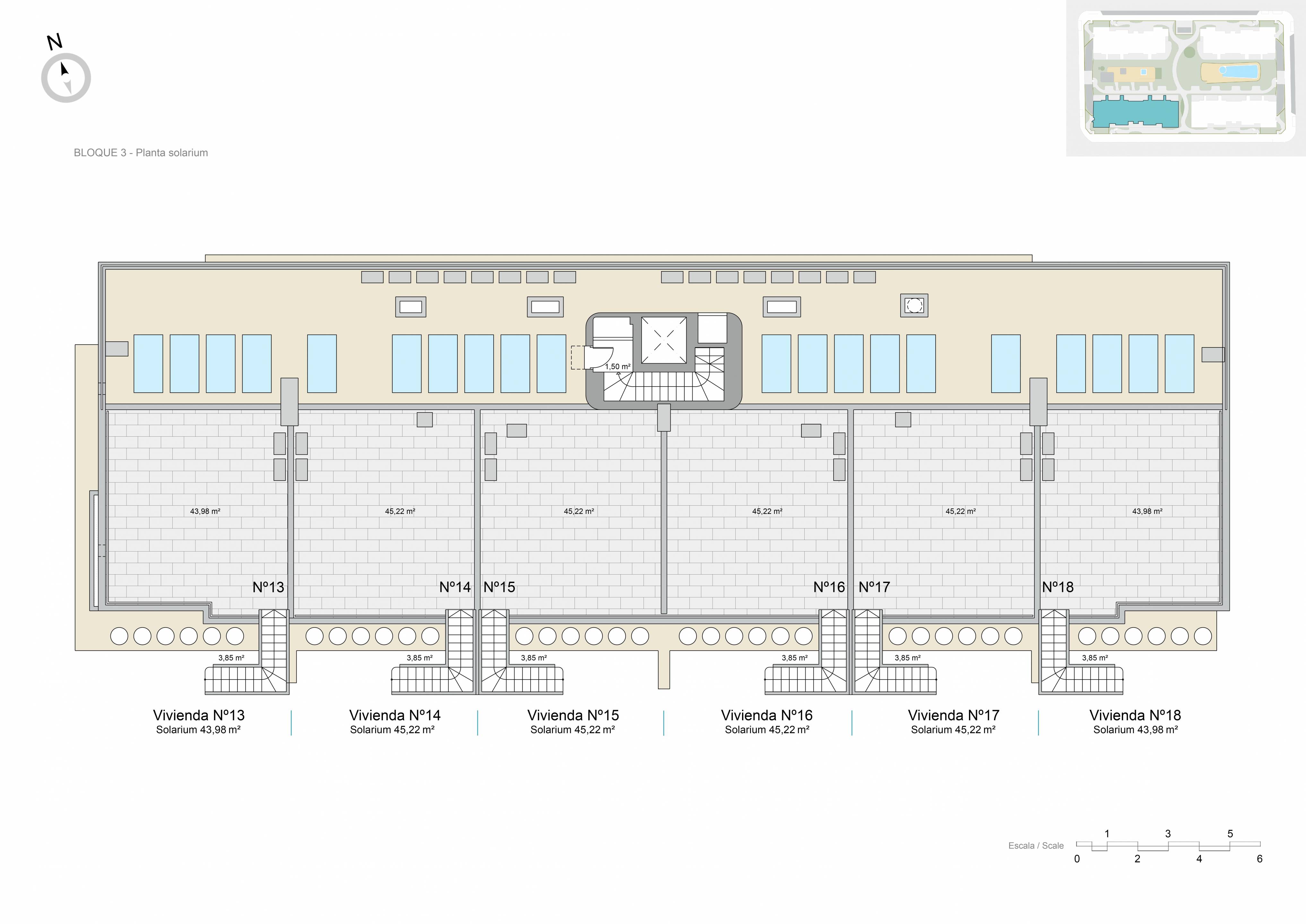 Site plan of new-build penthouse development, Zona Pueblo, Pilar De La Horadada