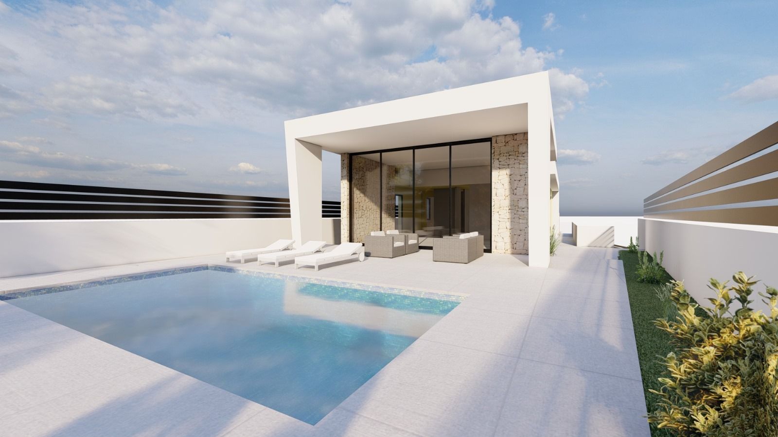 Plot boundary and landscaping area, 3-bedroom villa, Perla del Mar