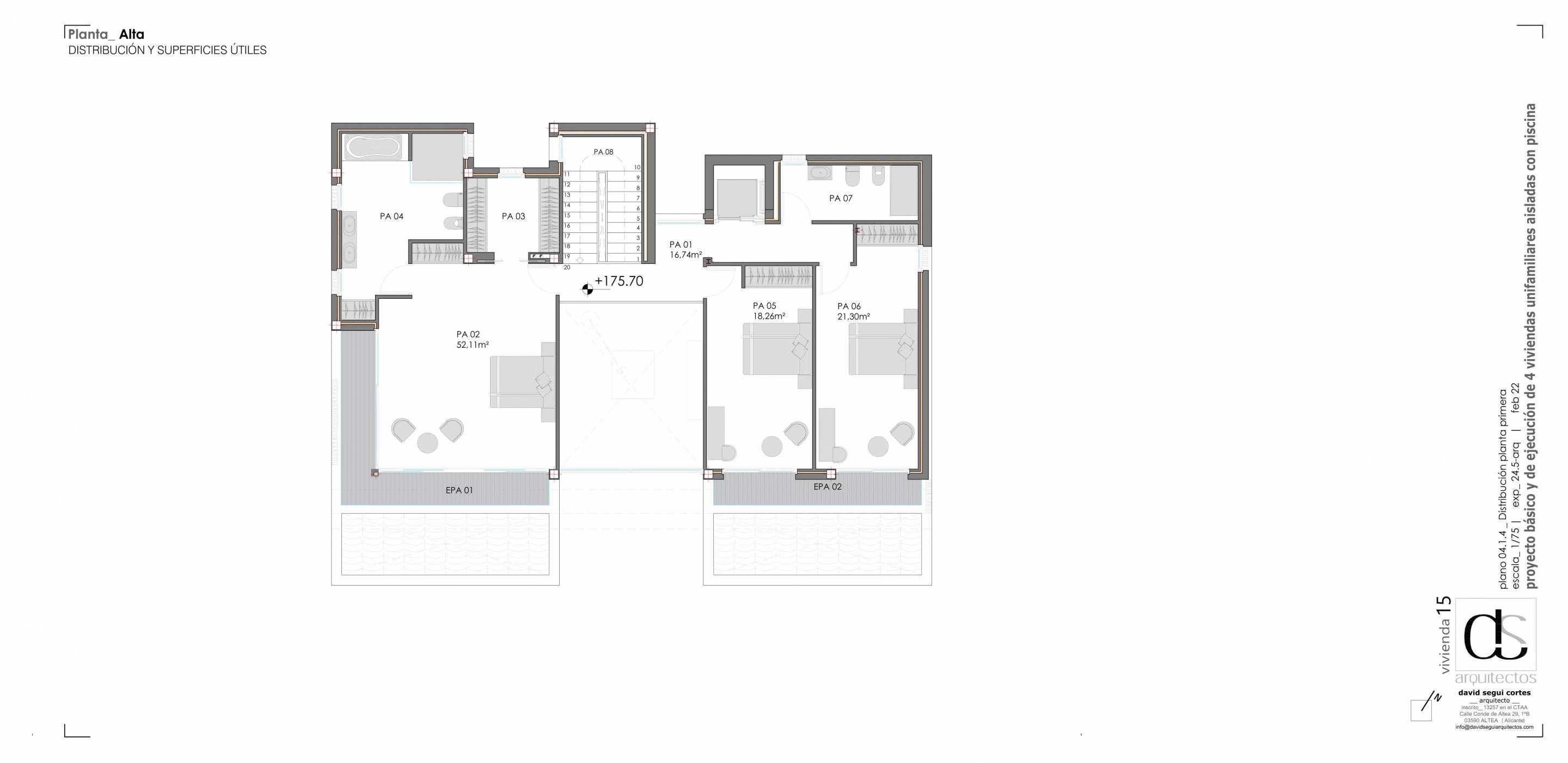 Site plan showing plot orientation and boundary, Sierra Cortina villa, Finestrat