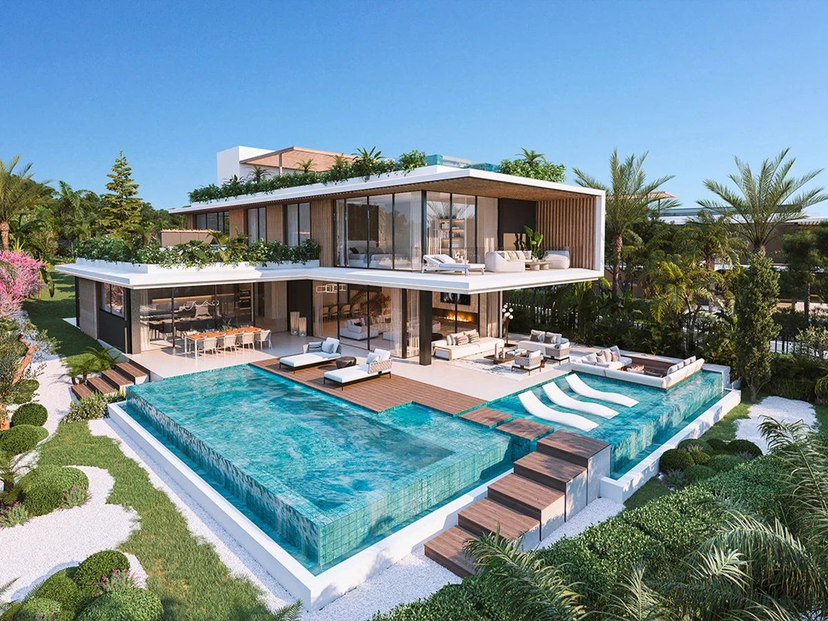 Pool area in new-build villa, Cascada de Camoján, Marbella