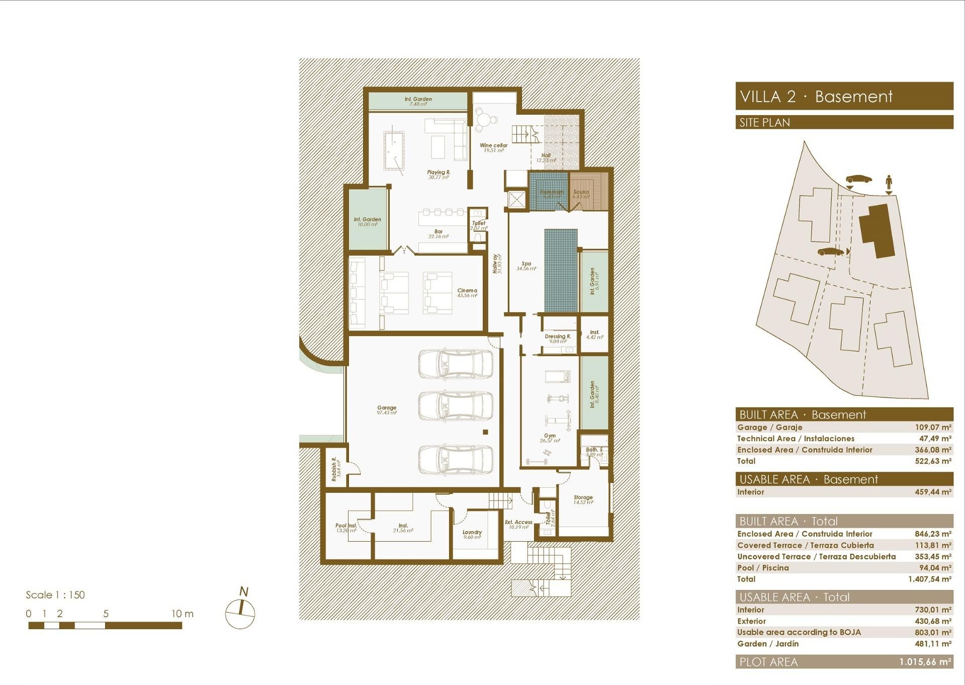 Upper floor plan of new-build villa, Cascada de Camoján, Marbella