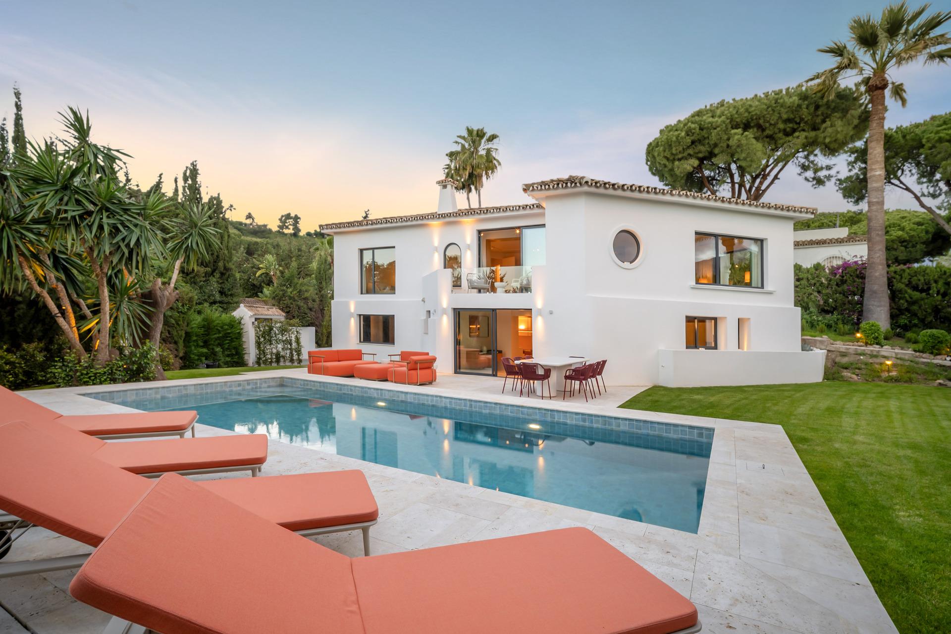 Living room with large windows, new-build villa, Puerto Banús