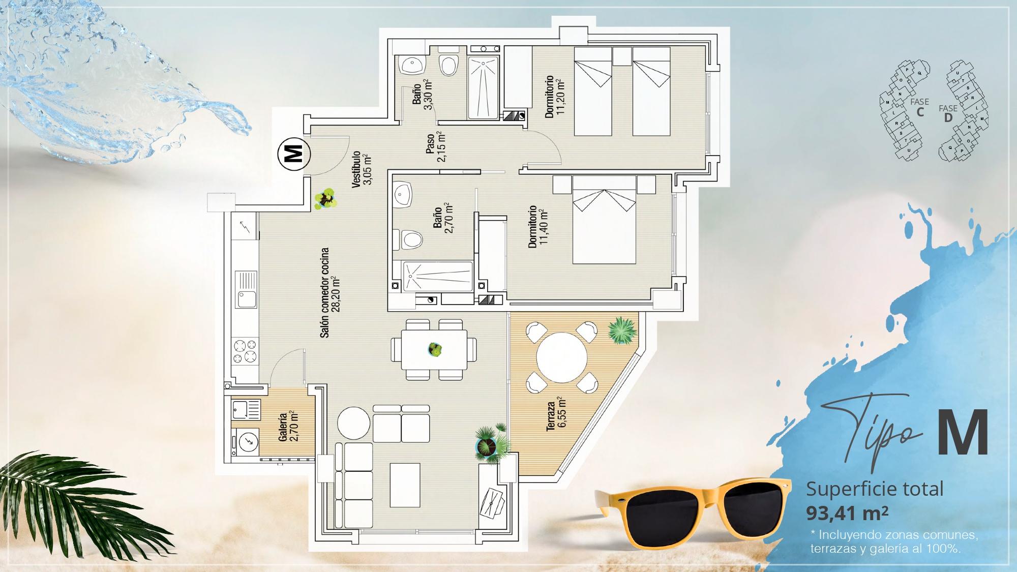Floor plan with room dimensions and orientation