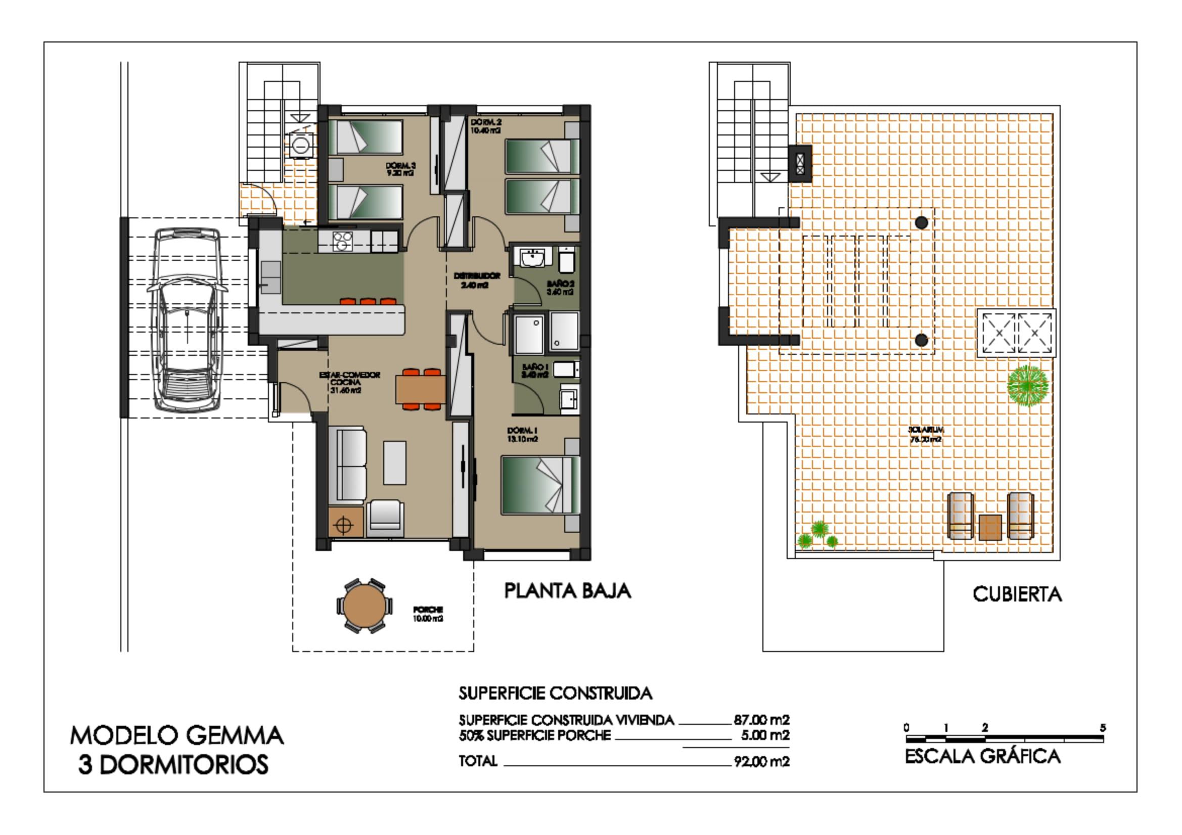 Floor plan of 3-bedroom villa in Bellavista, San Miguel De Salinas