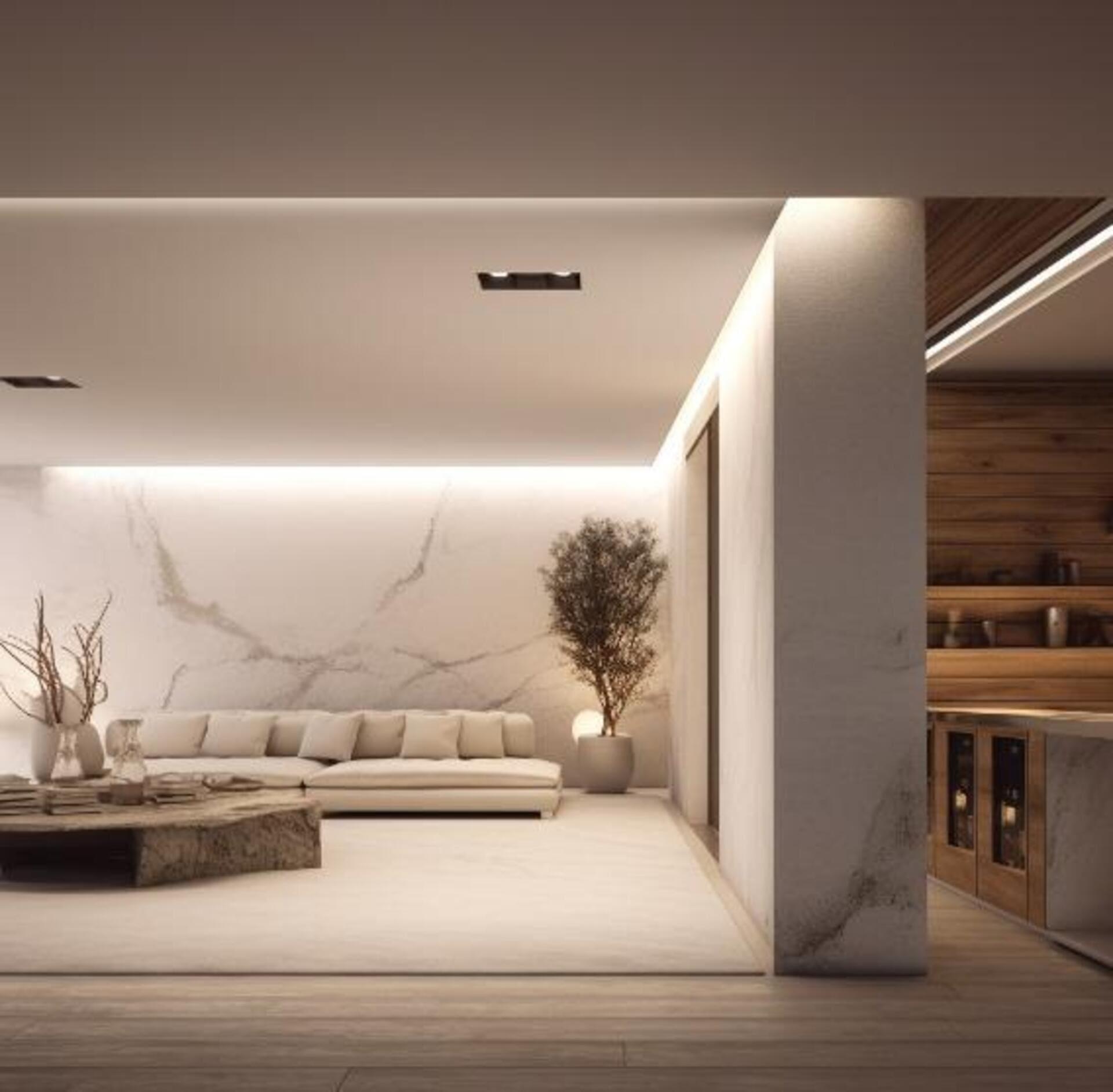 Open-plan living room in 4-bedroom new-build villa, Mijas Golf