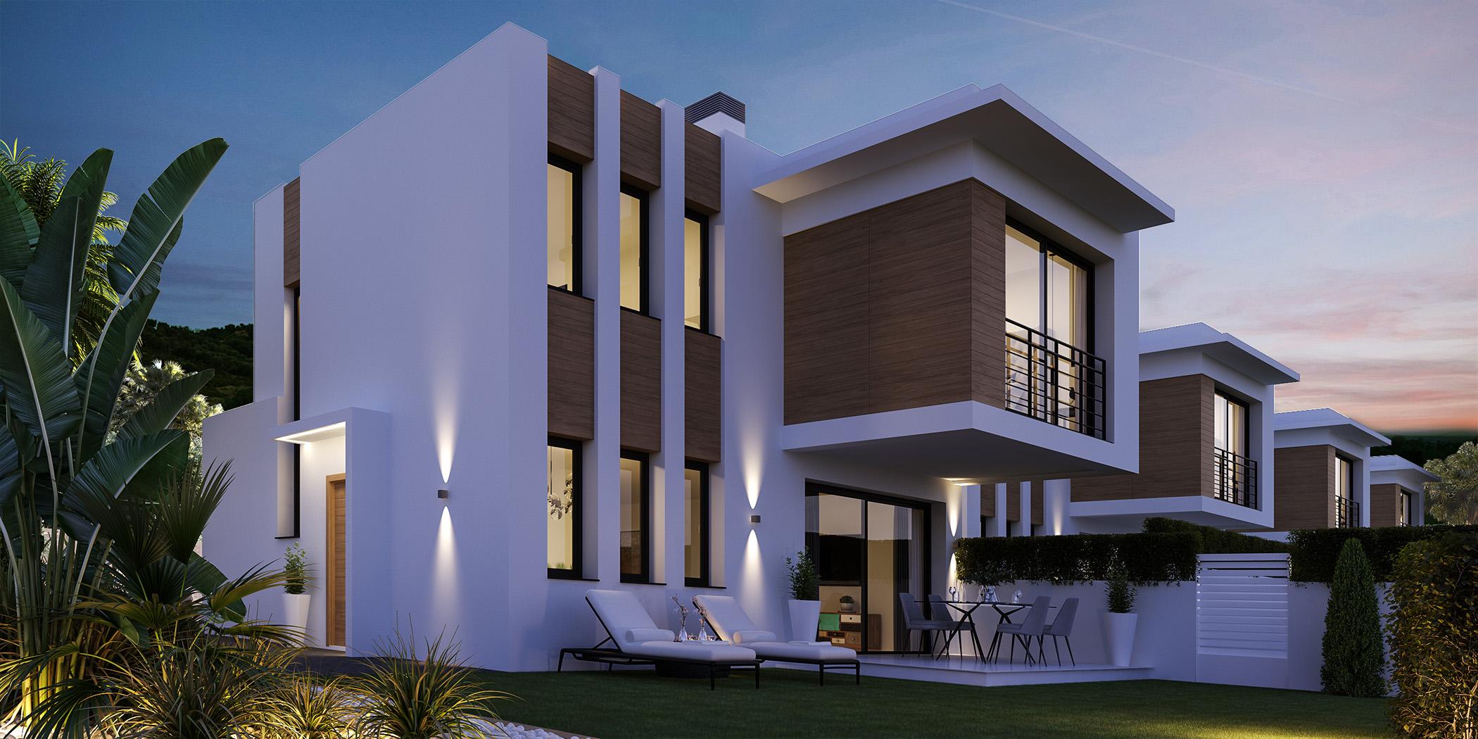 Open-plan living and dining room in new-build villa, Tossal Gros