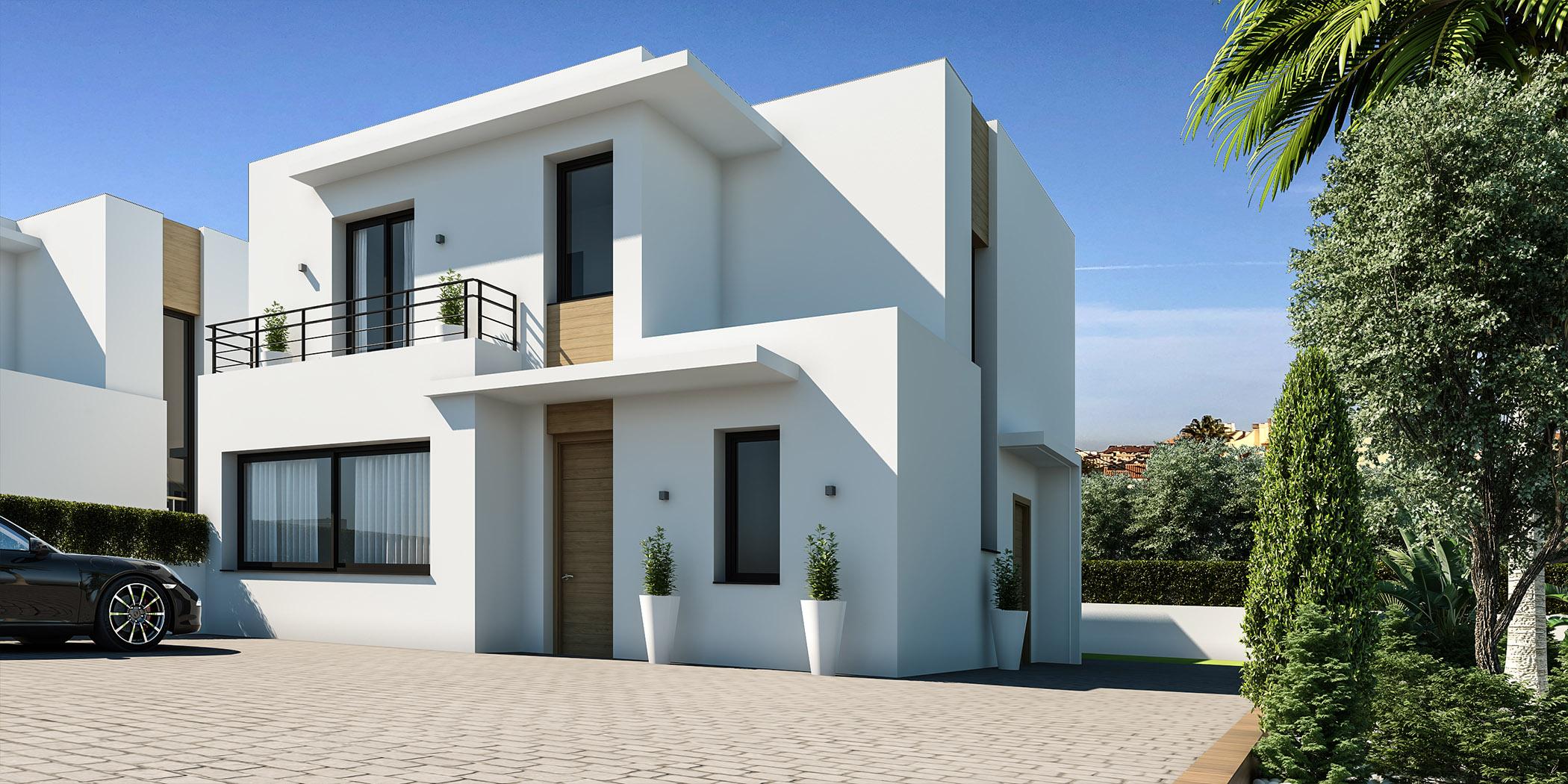 Window view from interior of new-build villa, Tossal Gros, Denia