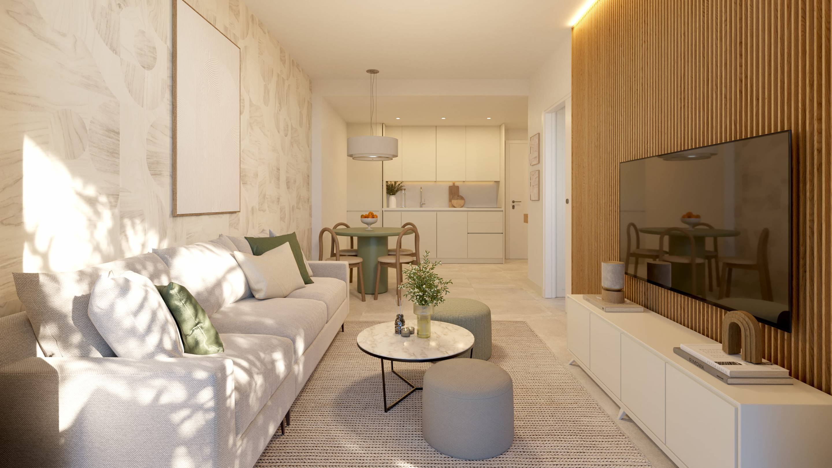Living area in 1-bedroom penthouse, Las Flores