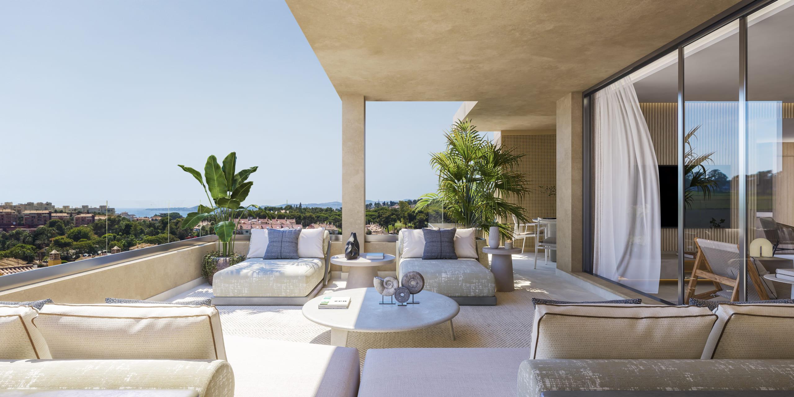 View from first-floor apartment in Cortijo Torrequebrada, Benalmádena
