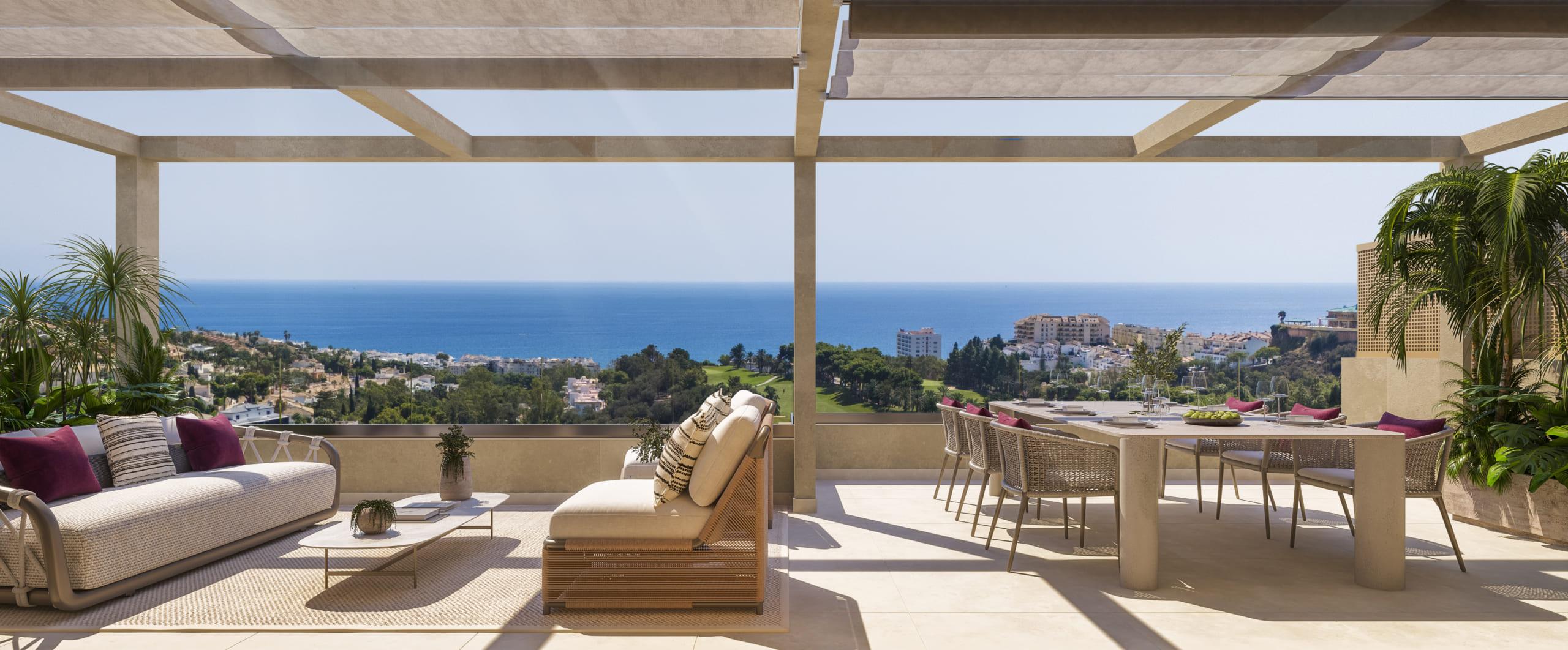 Floor plan of 3-bedroom penthouse, Cortijo Torrequebrada, 162m2