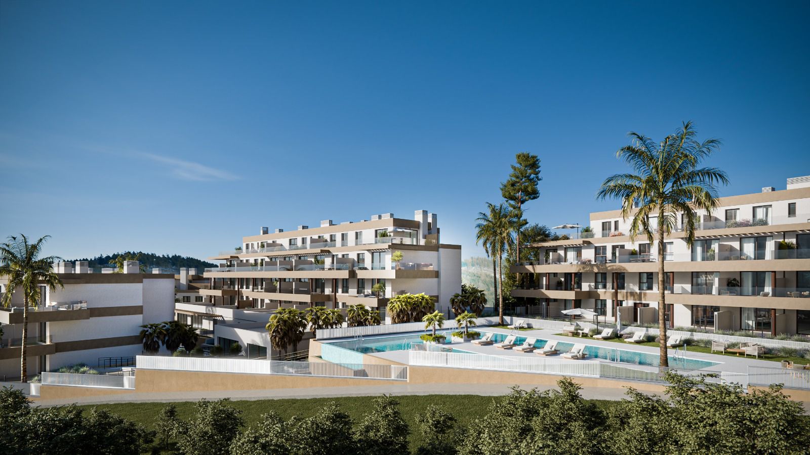 View from first-floor new-build apartment, Hipódromo-Cerrado del Águila, Mijas