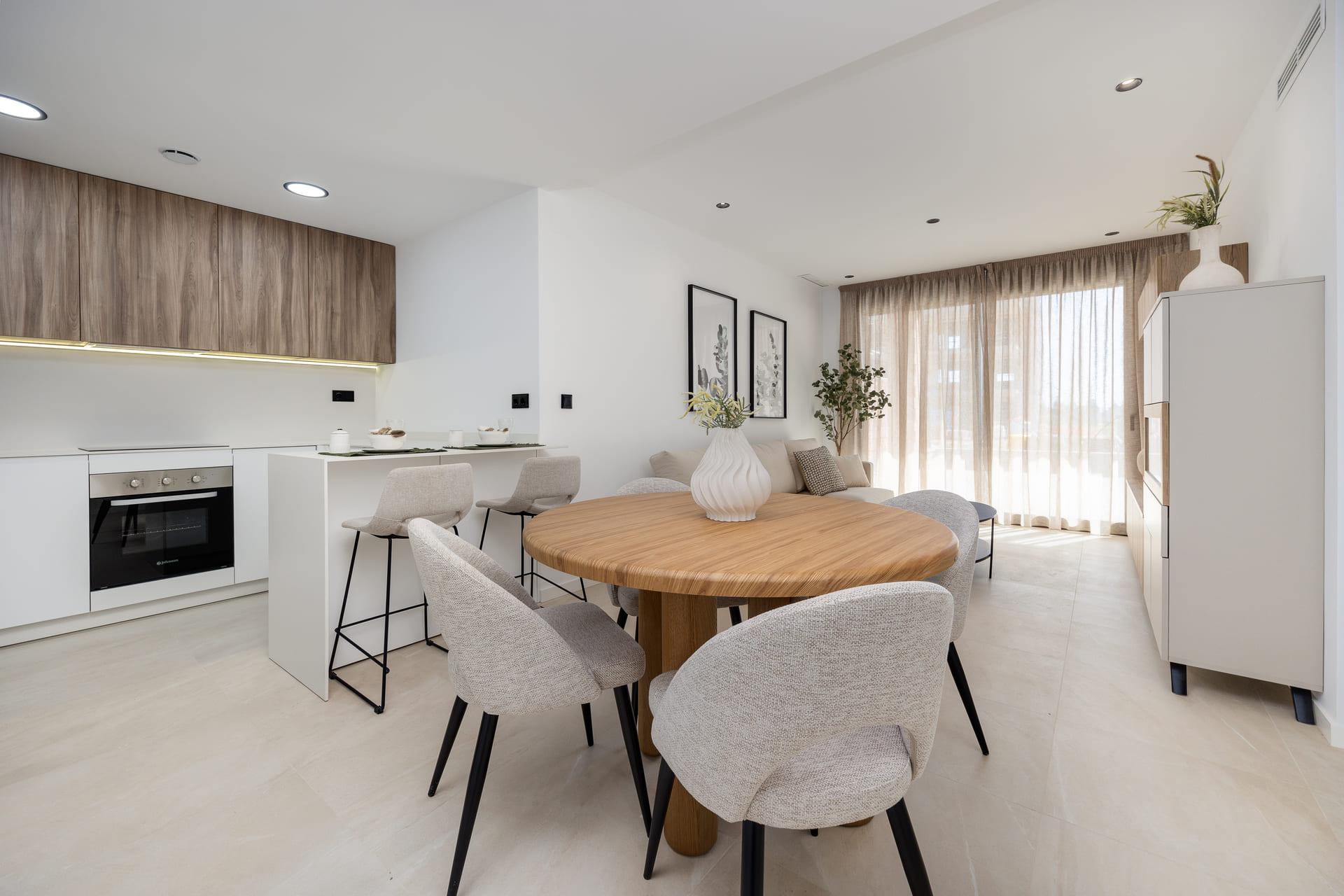 Kitchen counter and sink area in new-build apartment, Serena Golf