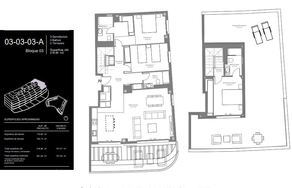 Floor plan of the 3-bedroom penthouse in Hipódromo-Cerrado del Águila