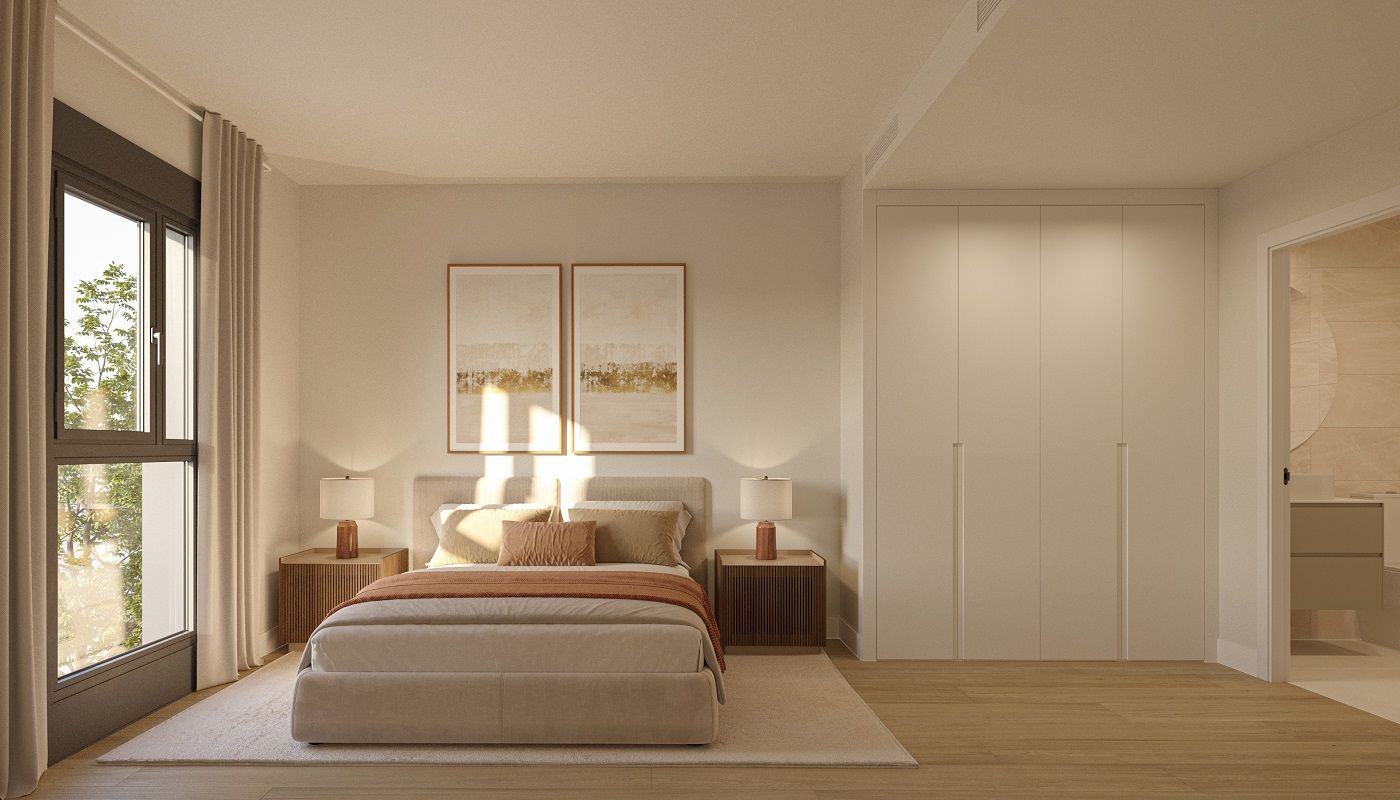Living area in 2-bedroom new-build apartment, Hipódromo-Cerrado del Águila, Mijas